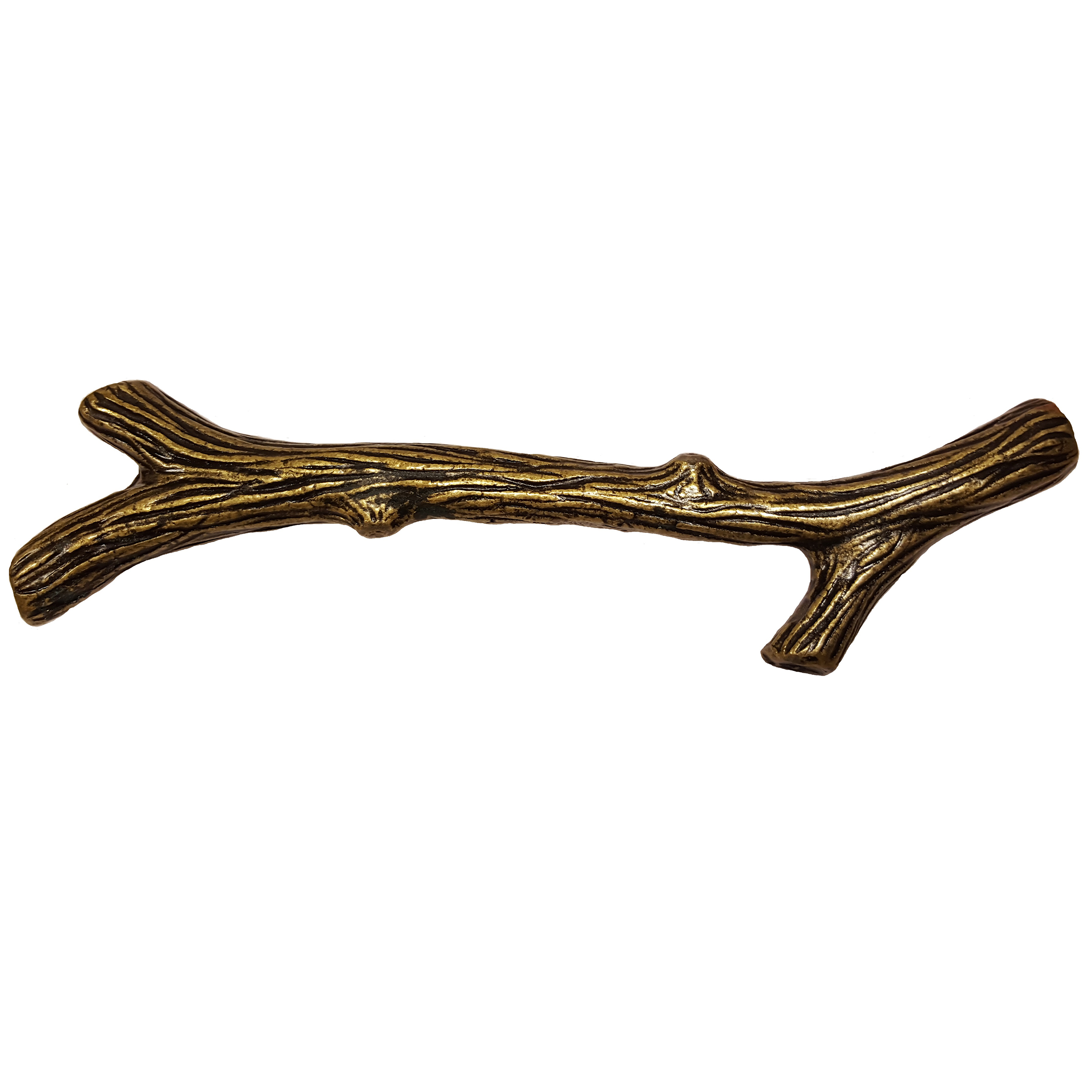 product: Buck Snort Lodge Large Twig Pull, Brass Oxide shown