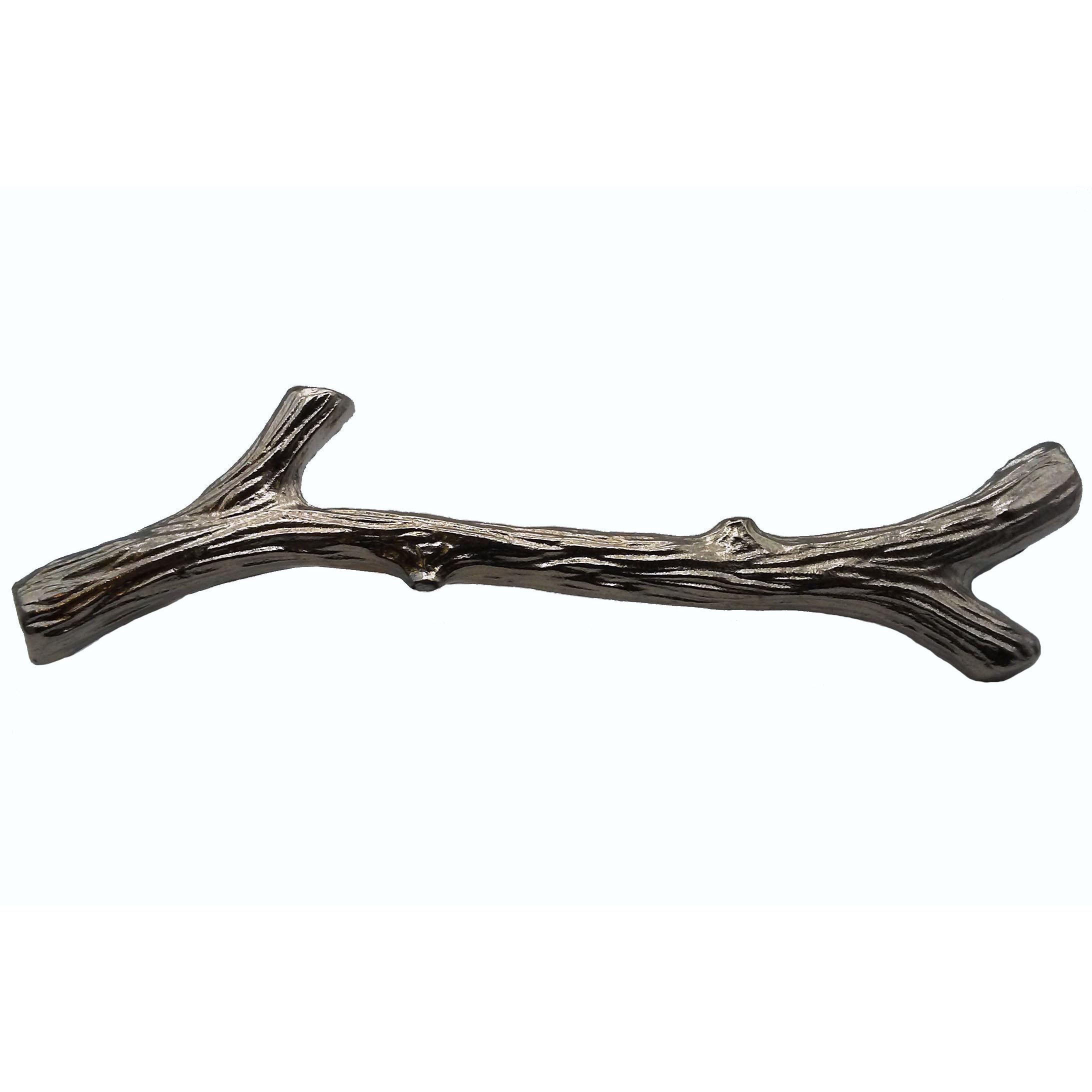 product: Buck Snort Lodge Large Twig Pull, Nickel shown