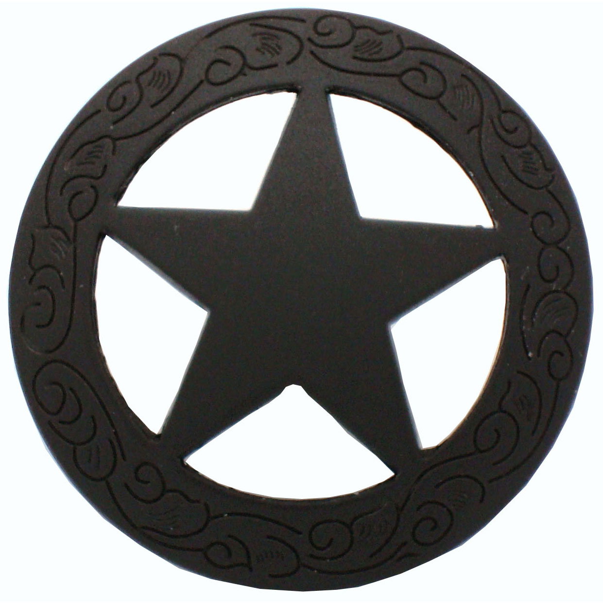 product: Buck Snort Lodge Star Knob with Engraved Edge, Oil Rubbed Bronze shown