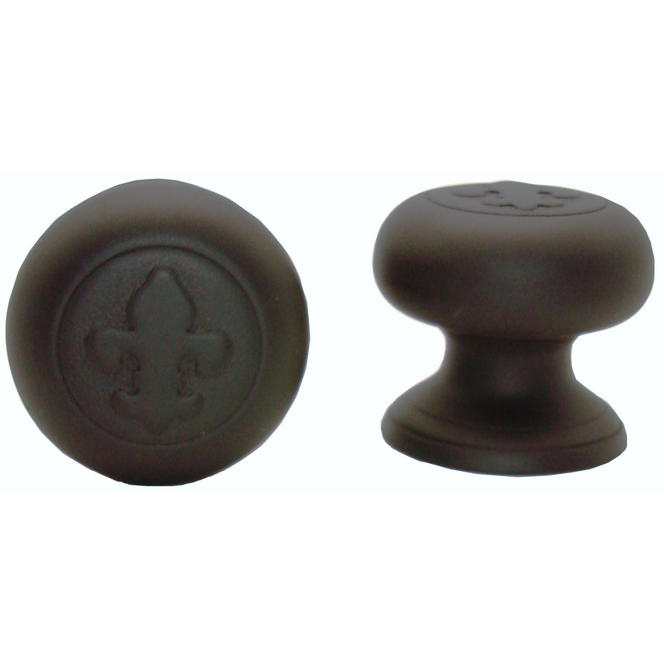 product: Buck Snort Lodge Fleur De Lis Round Knob, Oil Rubbed Bronze shown