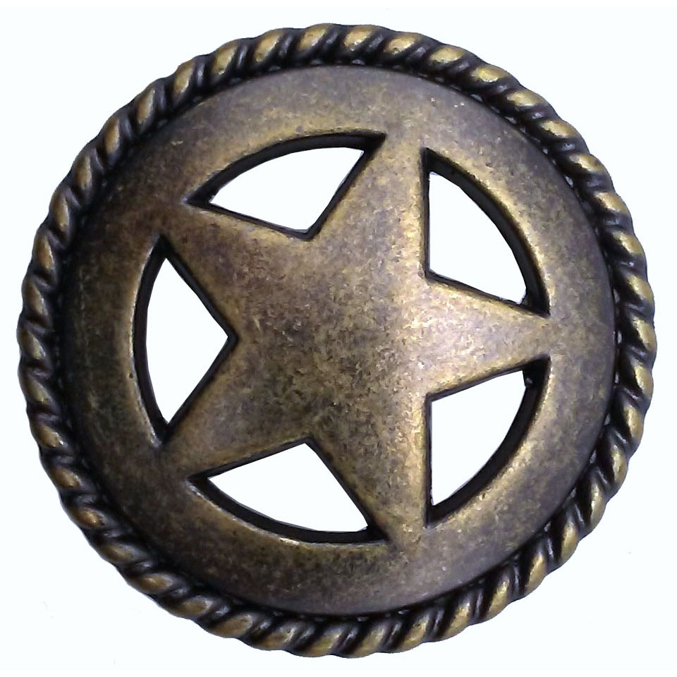 product: Buck Snort Lodge Star with Roped Edge, Brass Oxide shown
