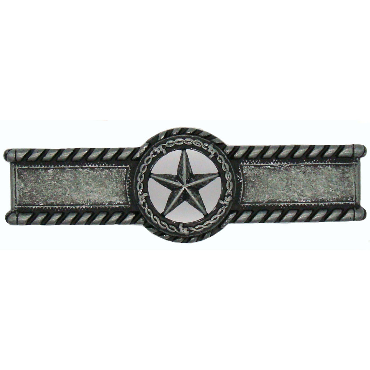 product: Buck Snort Lodge Star with Barbed Wire Pull, Pewter Oxide shown