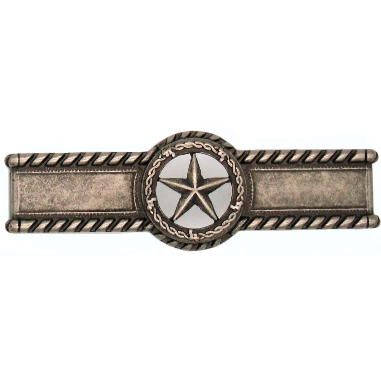 product: Buck Snort Lodge Star with Barbed Wire Pull, Nickel Oxide shown