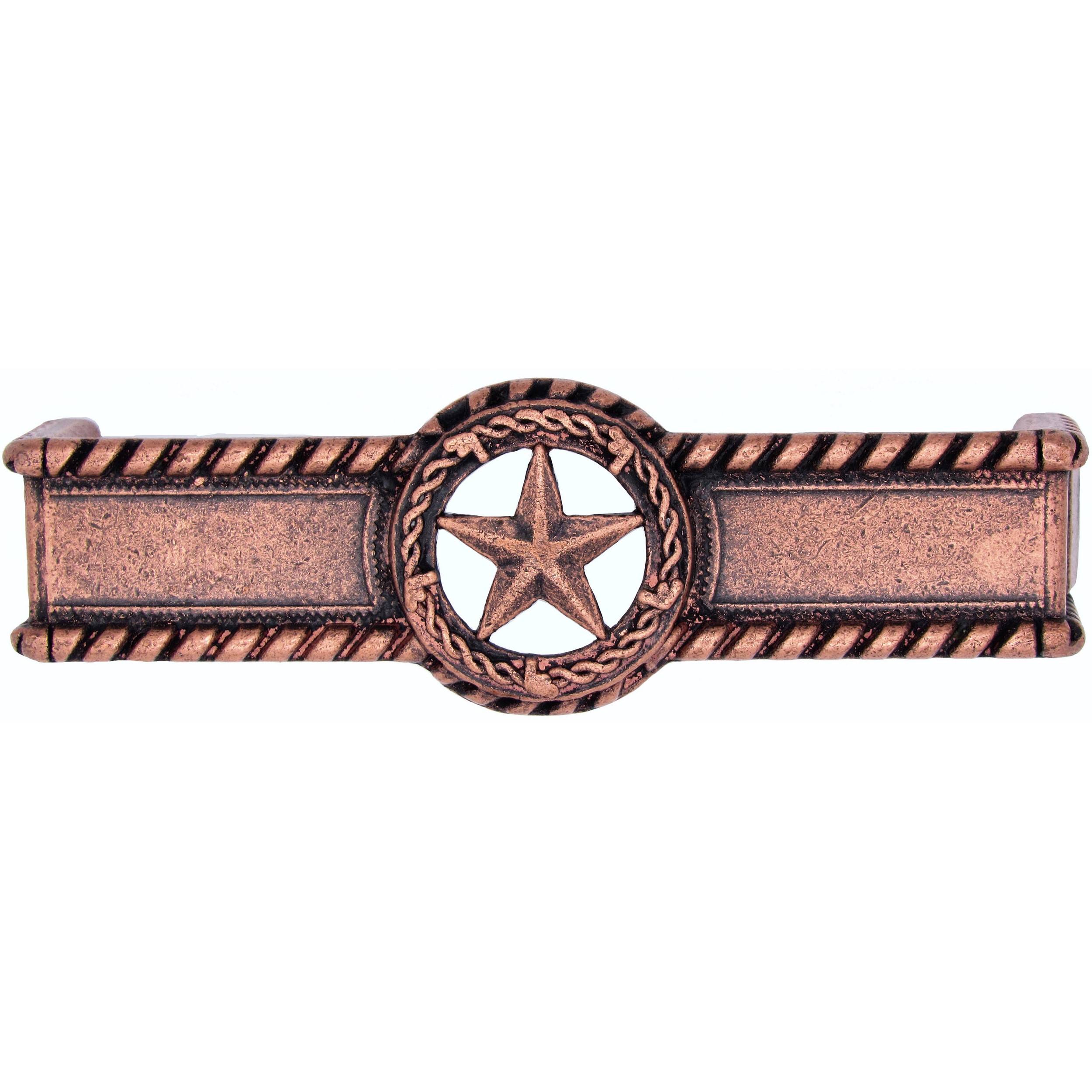 product: Buck Snort Lodge Star with Barbed Wire Pull, Copper Oxide shown