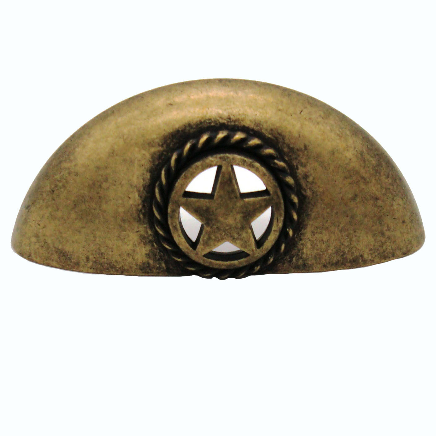 product: Buck Snort Lodge Star Cup Pull, Brass Oxide shown