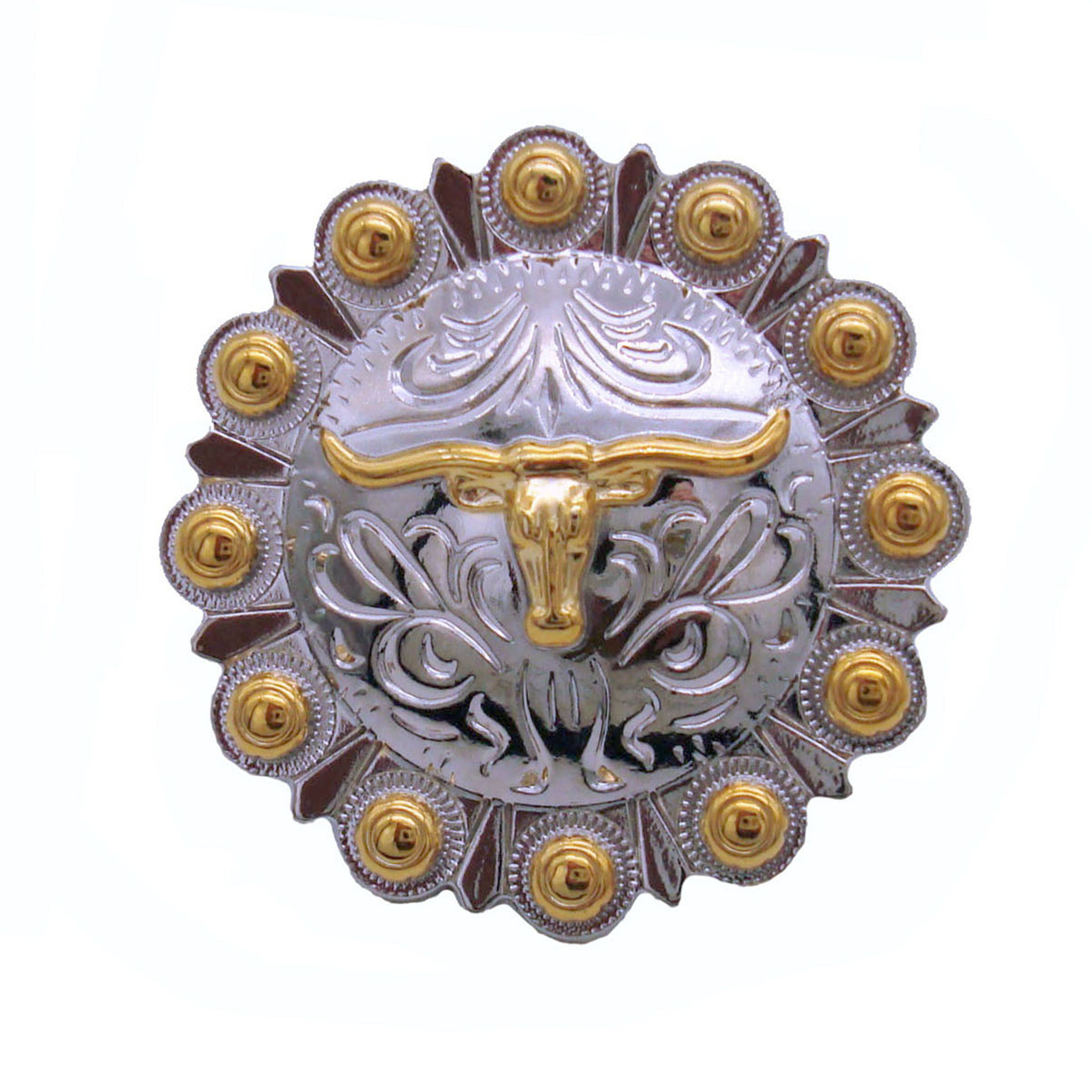 product: Buck Snort Lodge Steer in Round Knob, Nickel/Gold shown