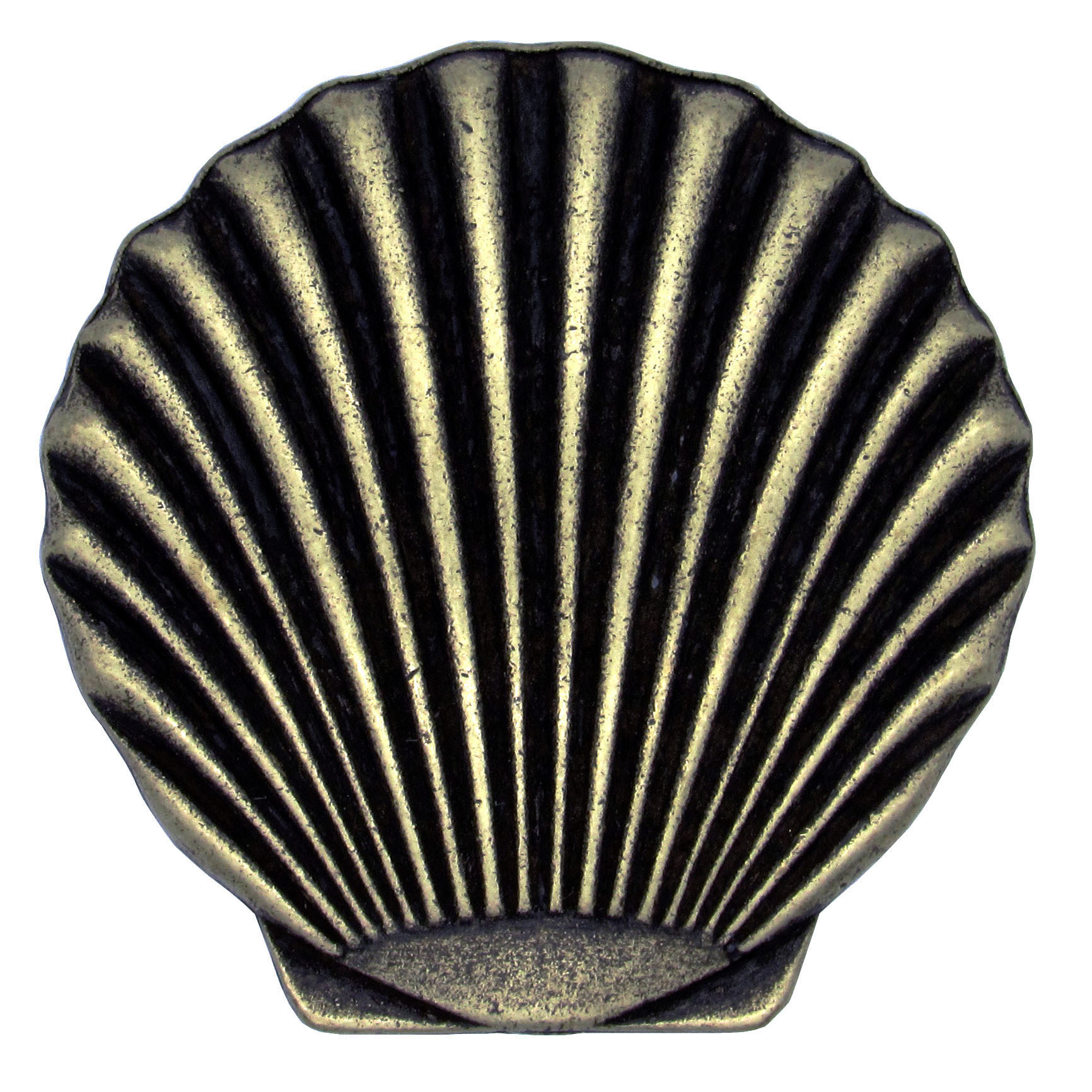 product: Buck Snort Lodge Scallop Seashell Knob, Brass Oxide shown
