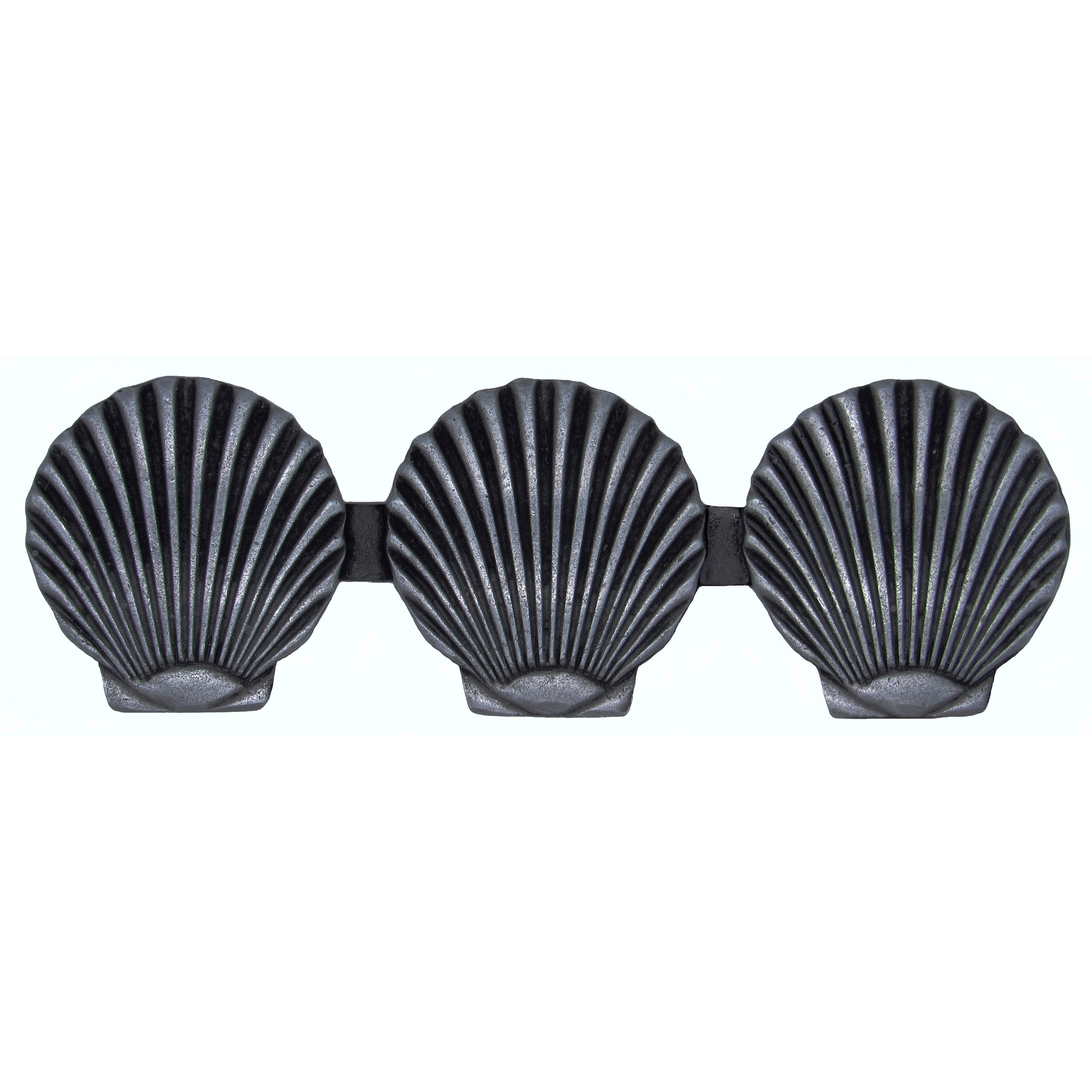 product: Buck Snort Lodge Triple Scallop Seashell Pull, Pewter Oxide shown