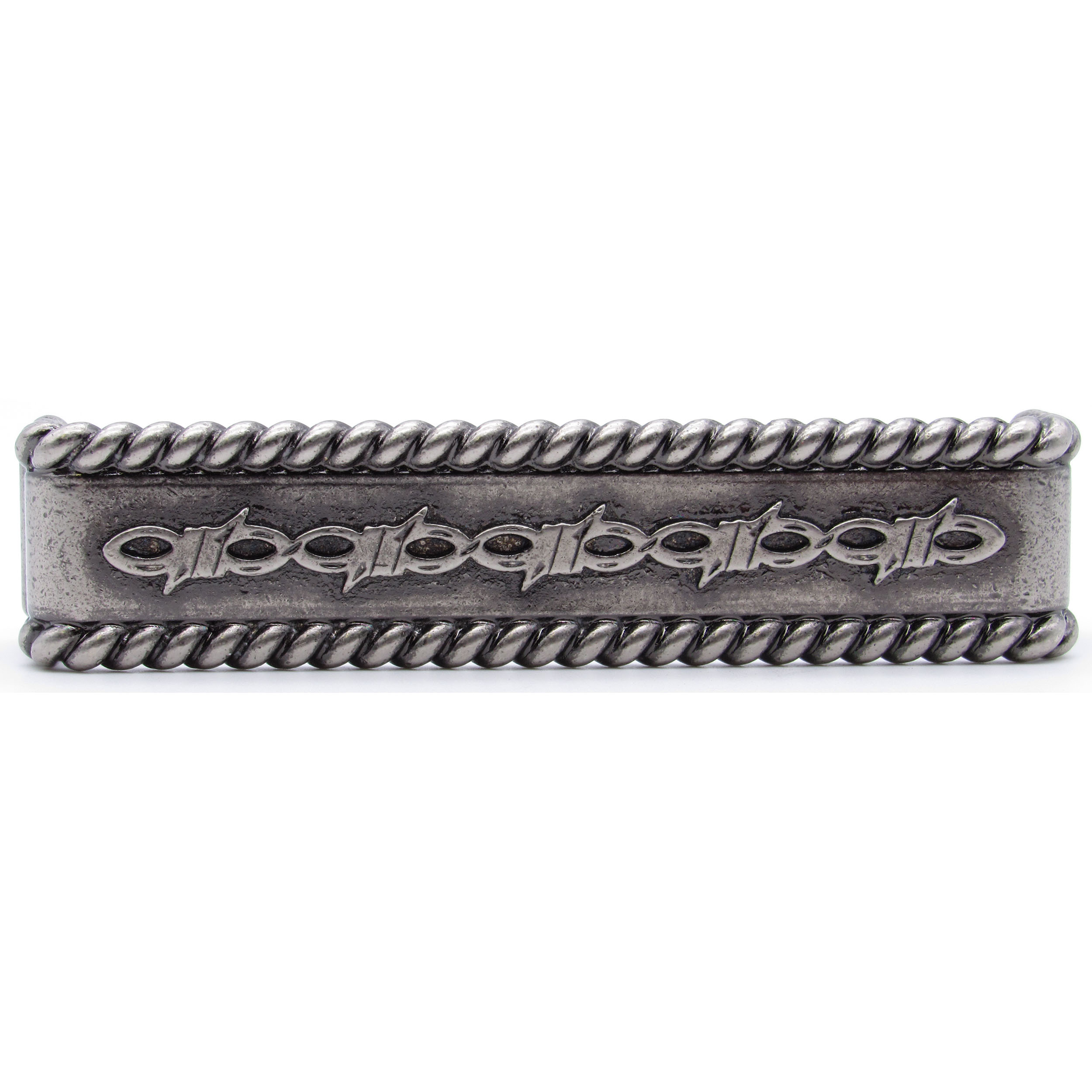 product: Buck Snort Lodge Barbed Wire with Roped Edge Pull, Pewter Oxide shown