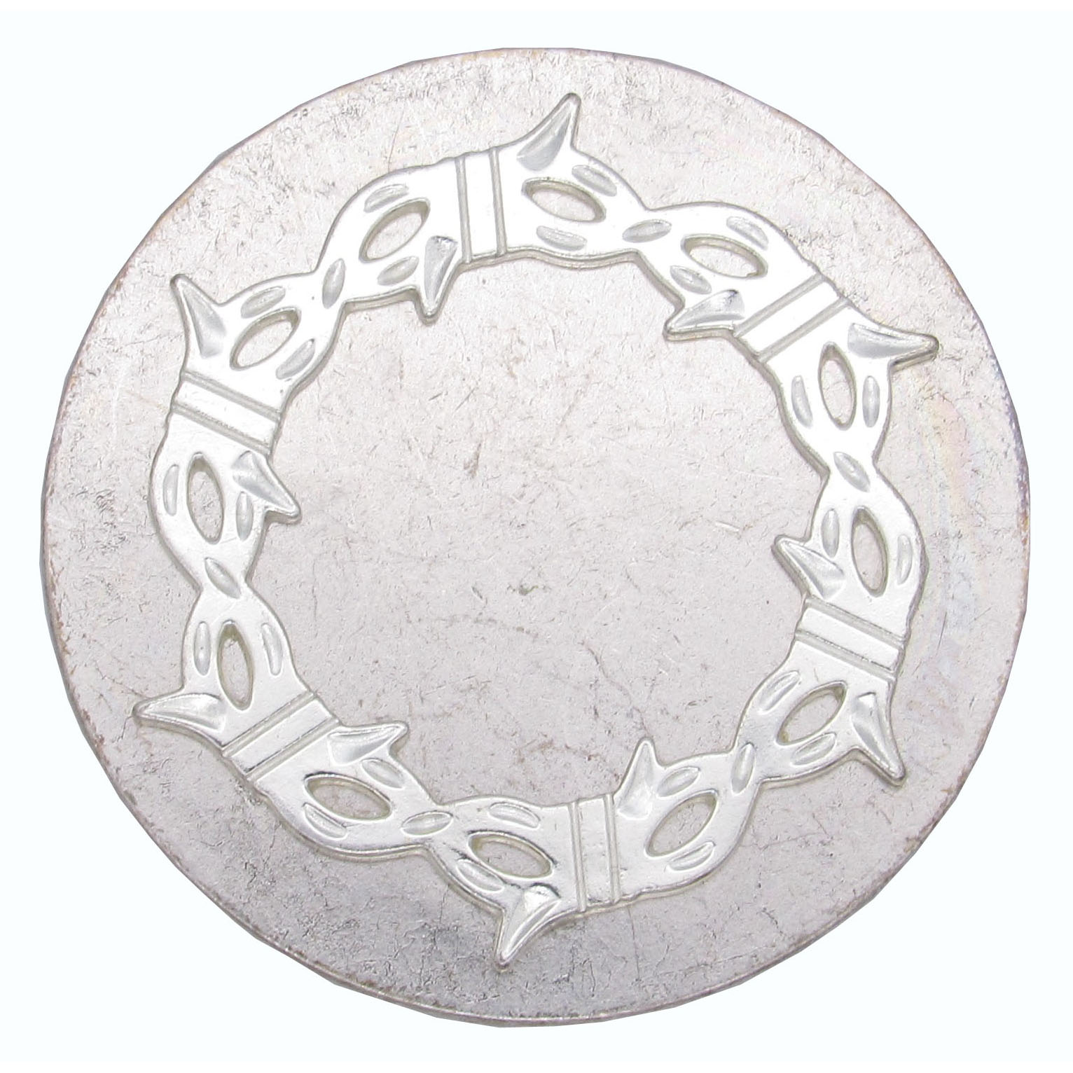 product: Buck Snort Lodge Round Knob with Barbed Wire, Satin Nickel shown