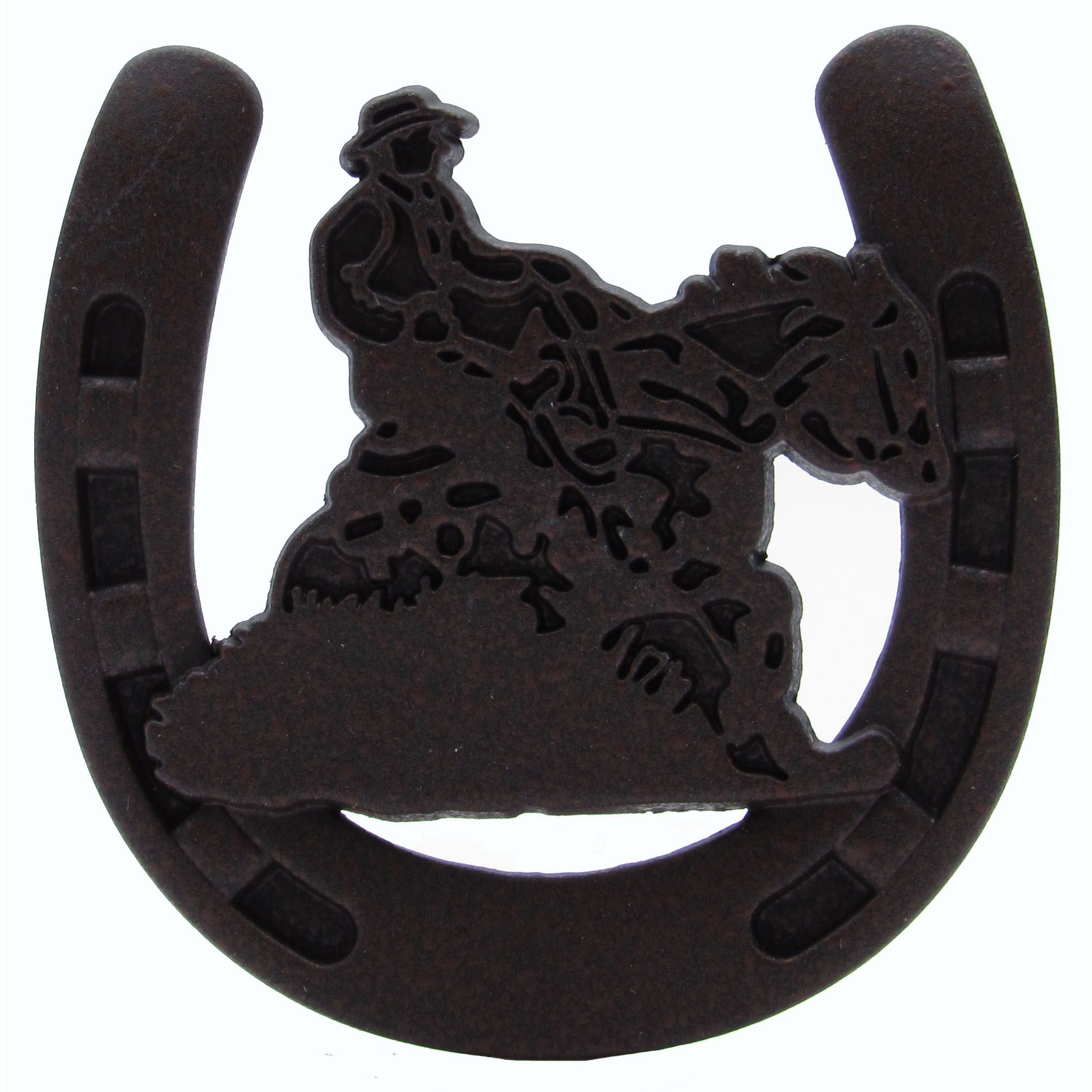 product: Buck Snort Lodge Riding Cowboy Horseshoe Knob, Rust Brown shown