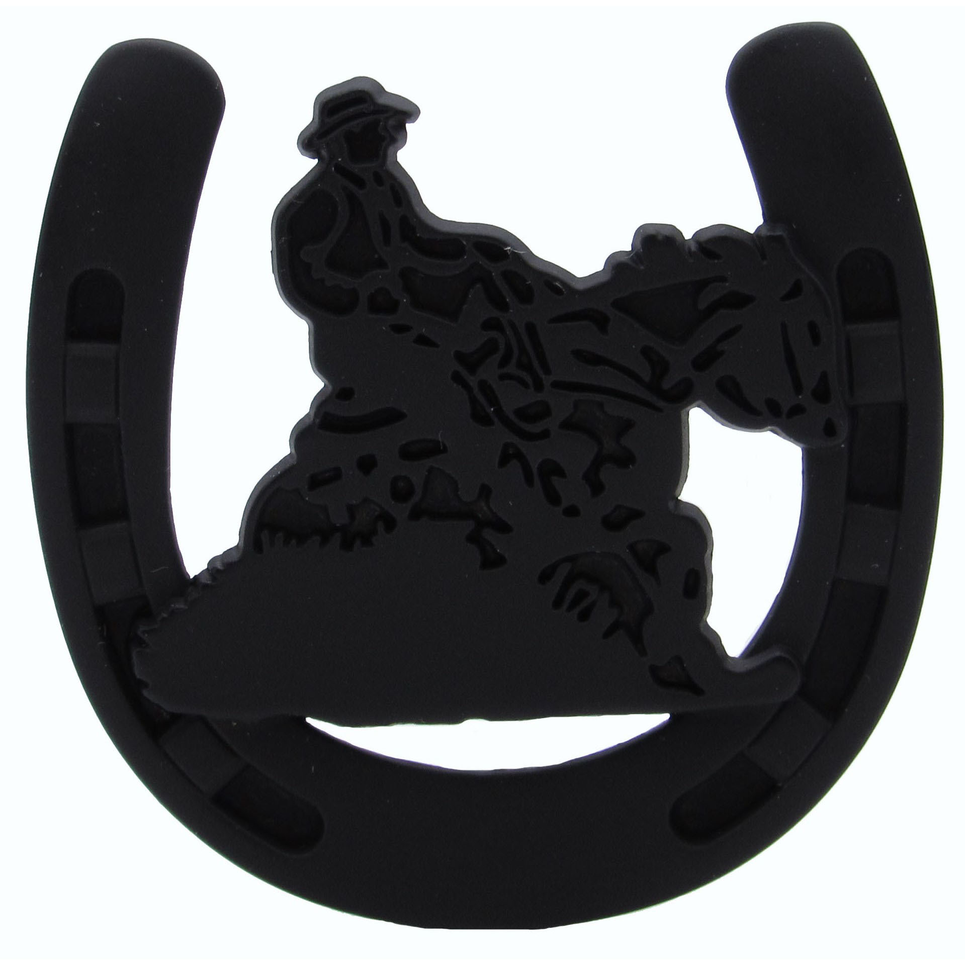 product: Buck Snort Lodge Riding Cowboy Horseshoe Knob, Matte Black shown