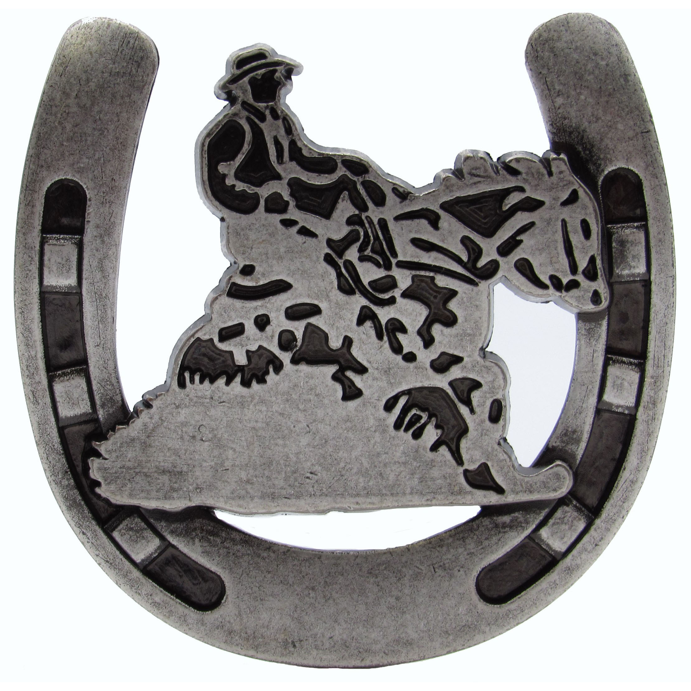 product: Buck Snort Lodge Riding Cowboy Horseshoe Knob, Old Silver shown