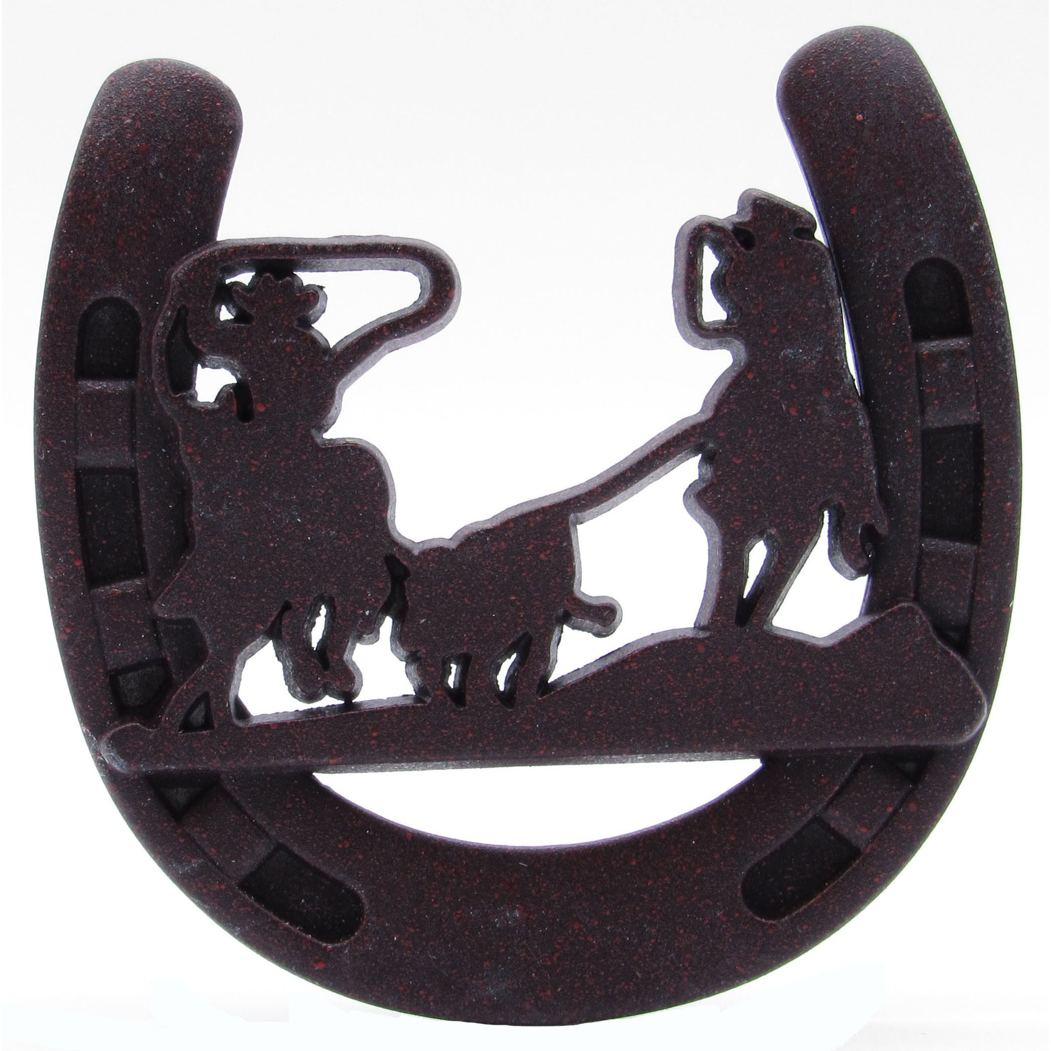 product: Buck Snort Lodge Cowboys Roping Calf Horseshoe Knob, Rust Brown shown