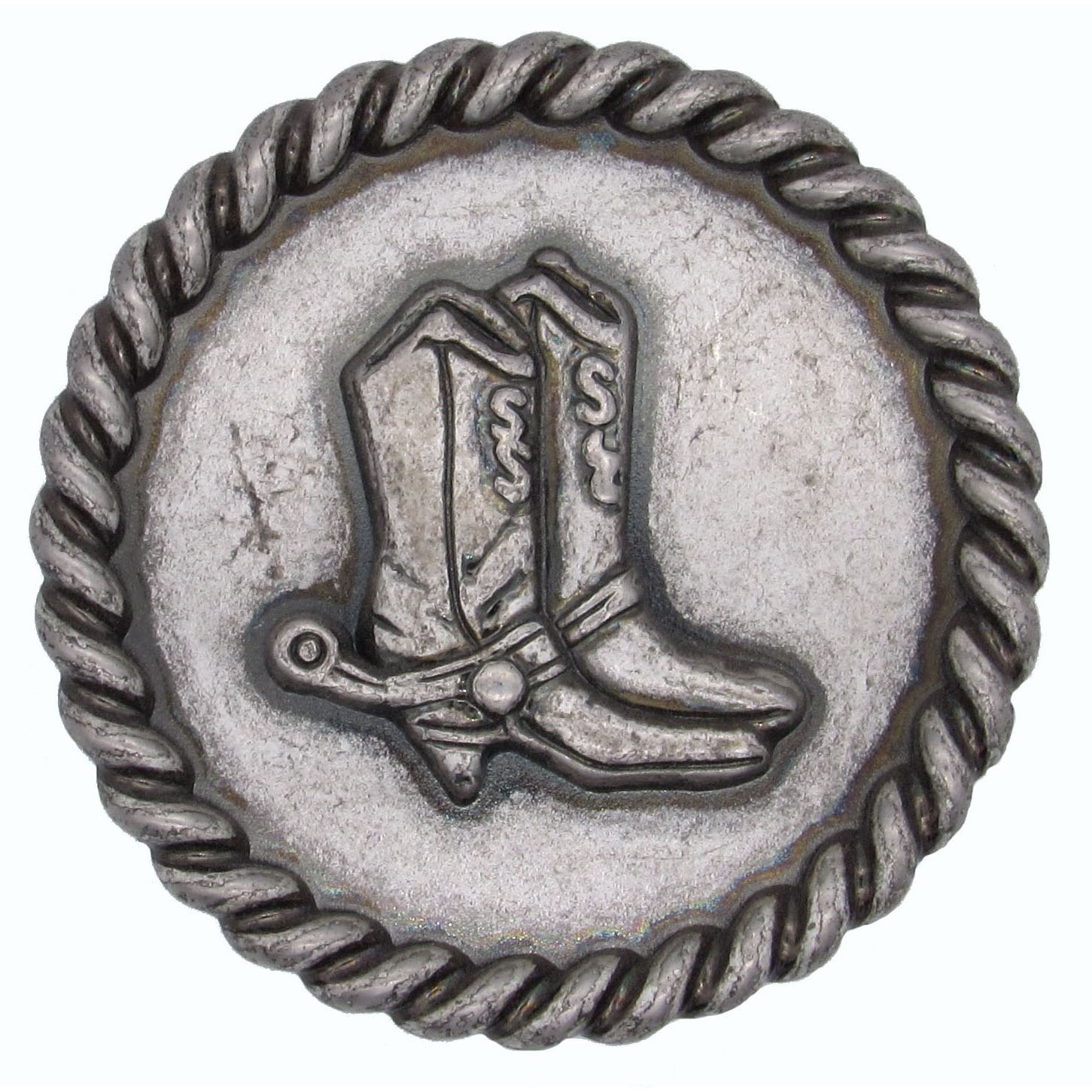 product: Buck Snort Lodge Cowboy Boots with Roped Edge Round Knob, Old Silver shown