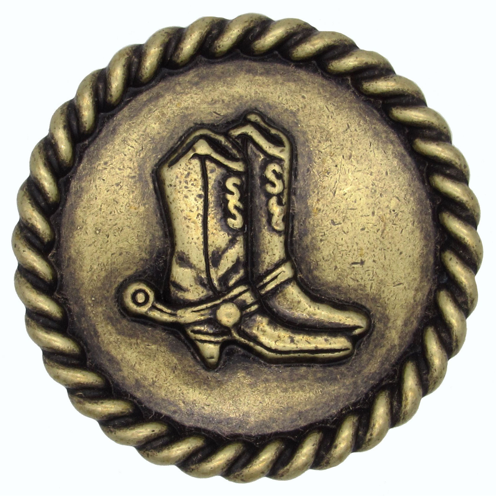 product: Buck Snort Lodge Cowboy Boots with Roped Edge Round Knob, Brass Oxide shown