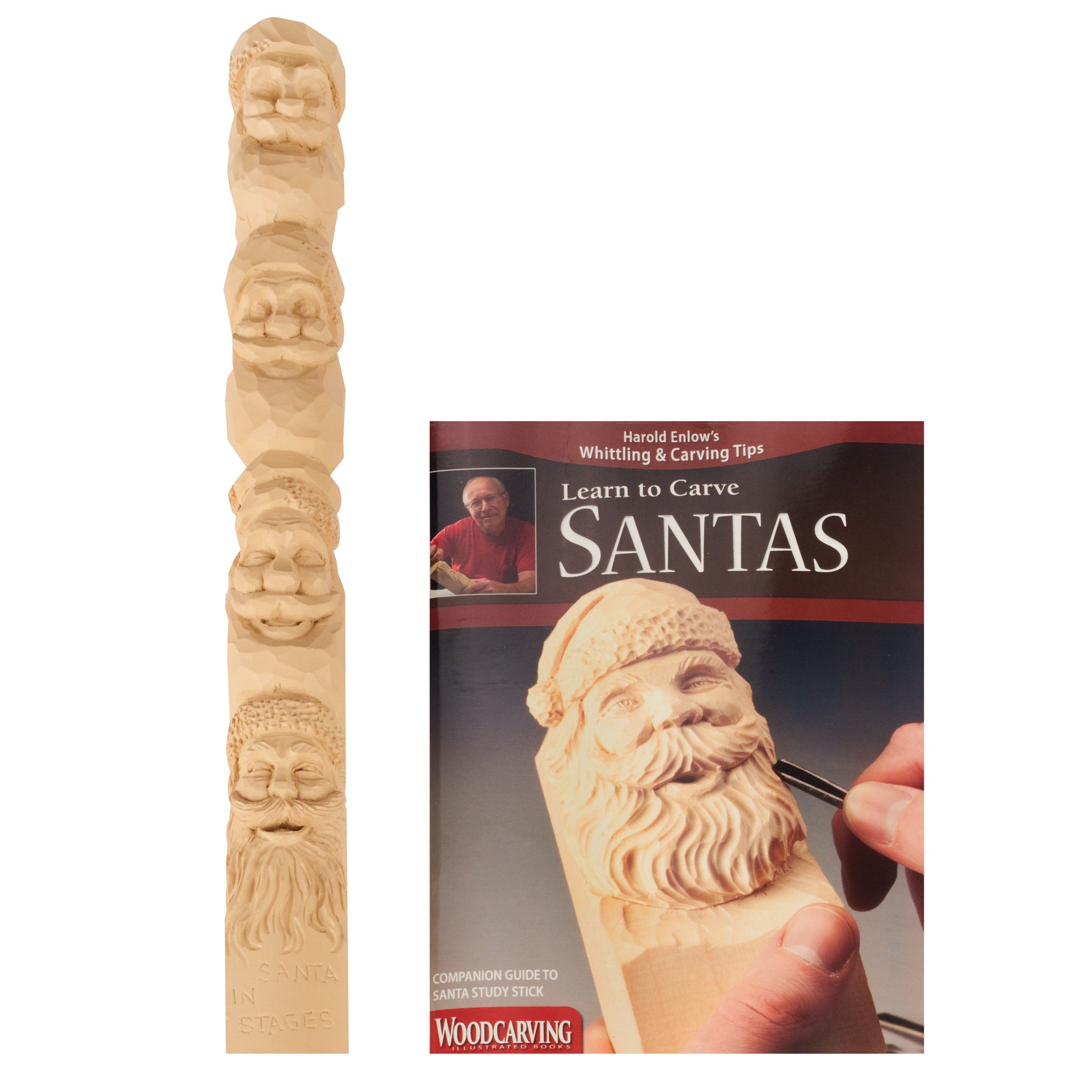 product: Fox Chapel Learn to Carve Santa - Study Stick shown