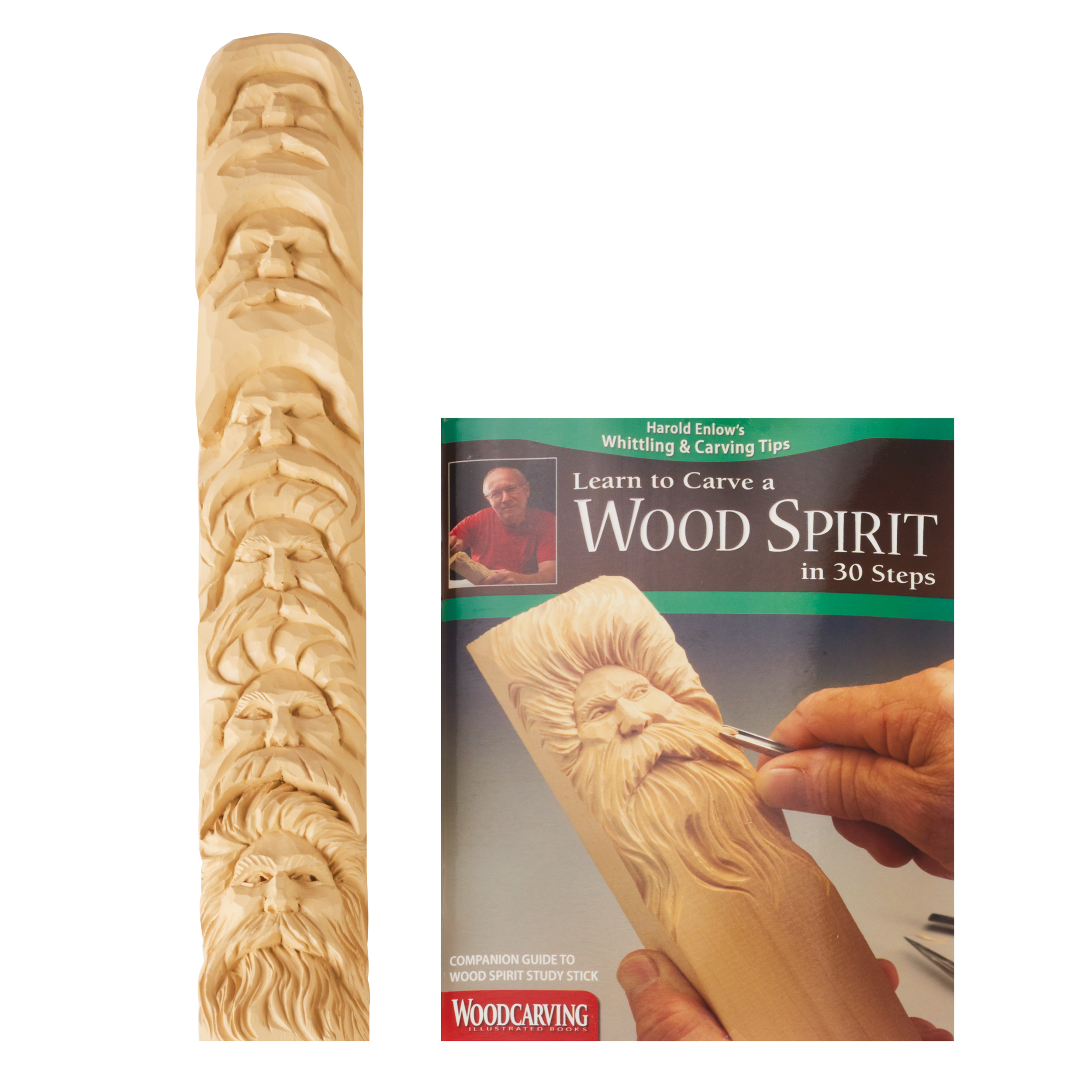 product: Fox Chapel Learn to Carve a Wood Spirit- Study Stick shown