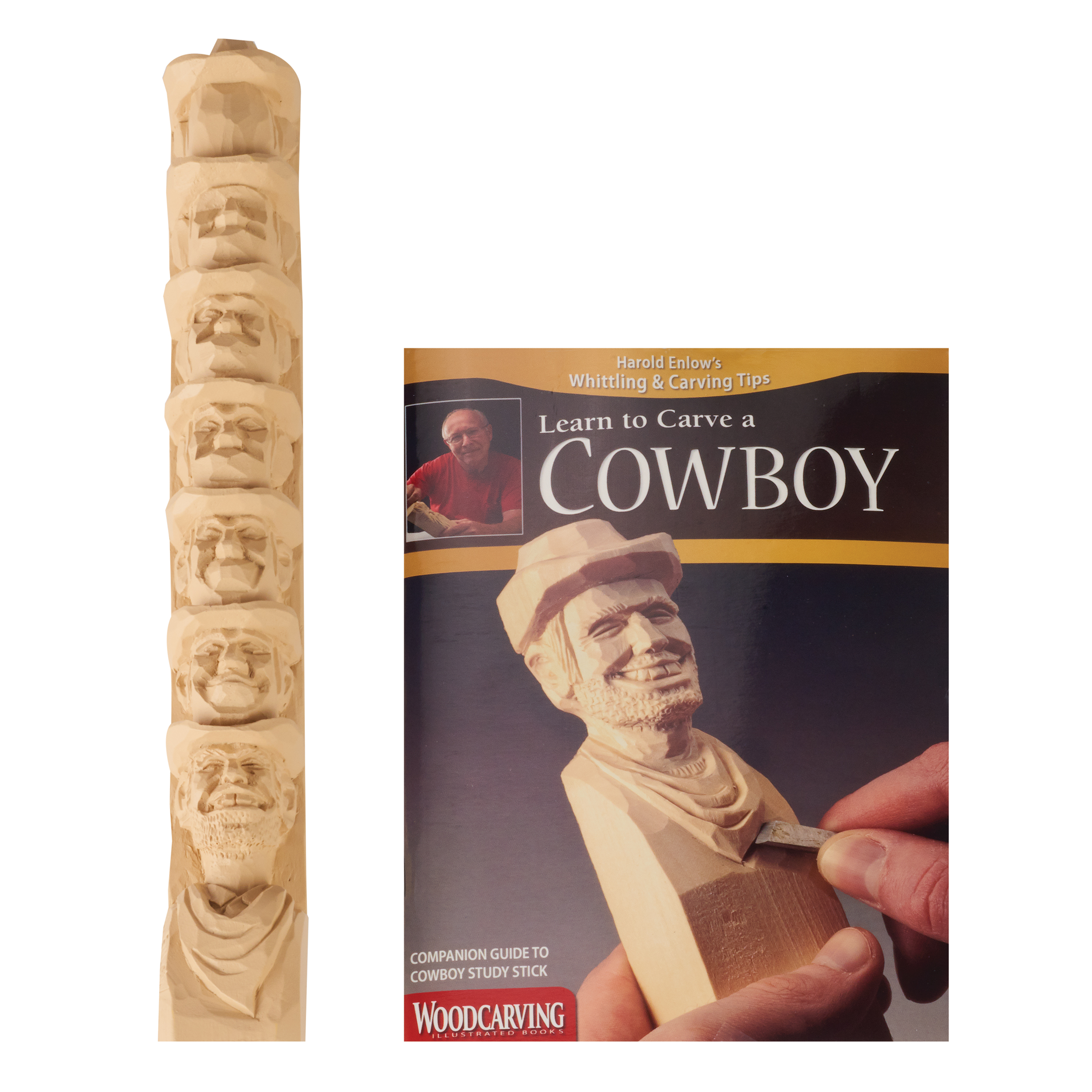 product: Fox Chapel Learn to Carve a Cowboy - Study Stick shown