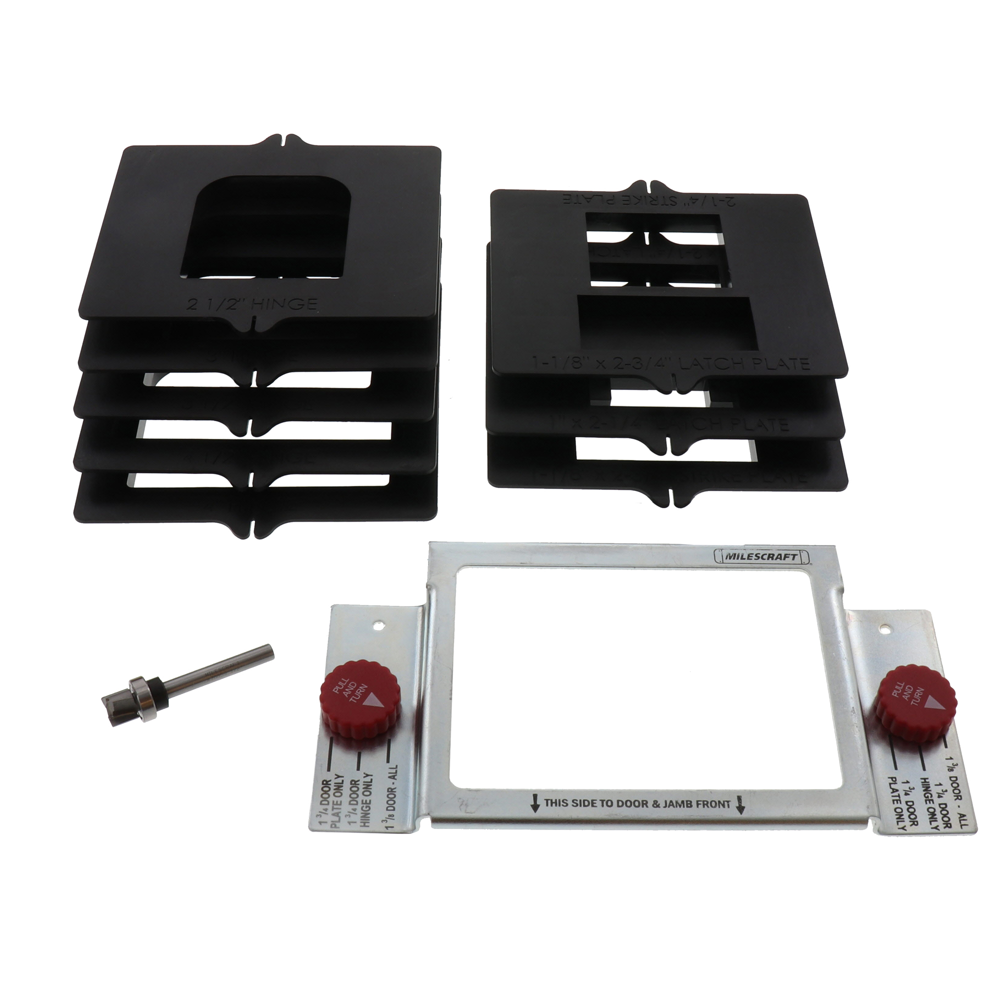 product: Milescraft HingeMate300  Drop-In Router Template System shown