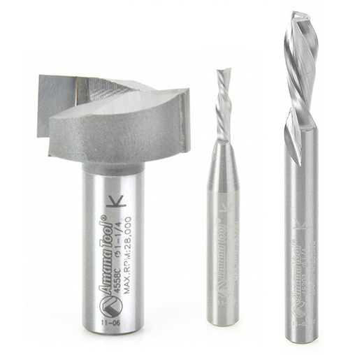 product: Axiom 3-piece Starter CNC Bit Set by Amana Tool shown