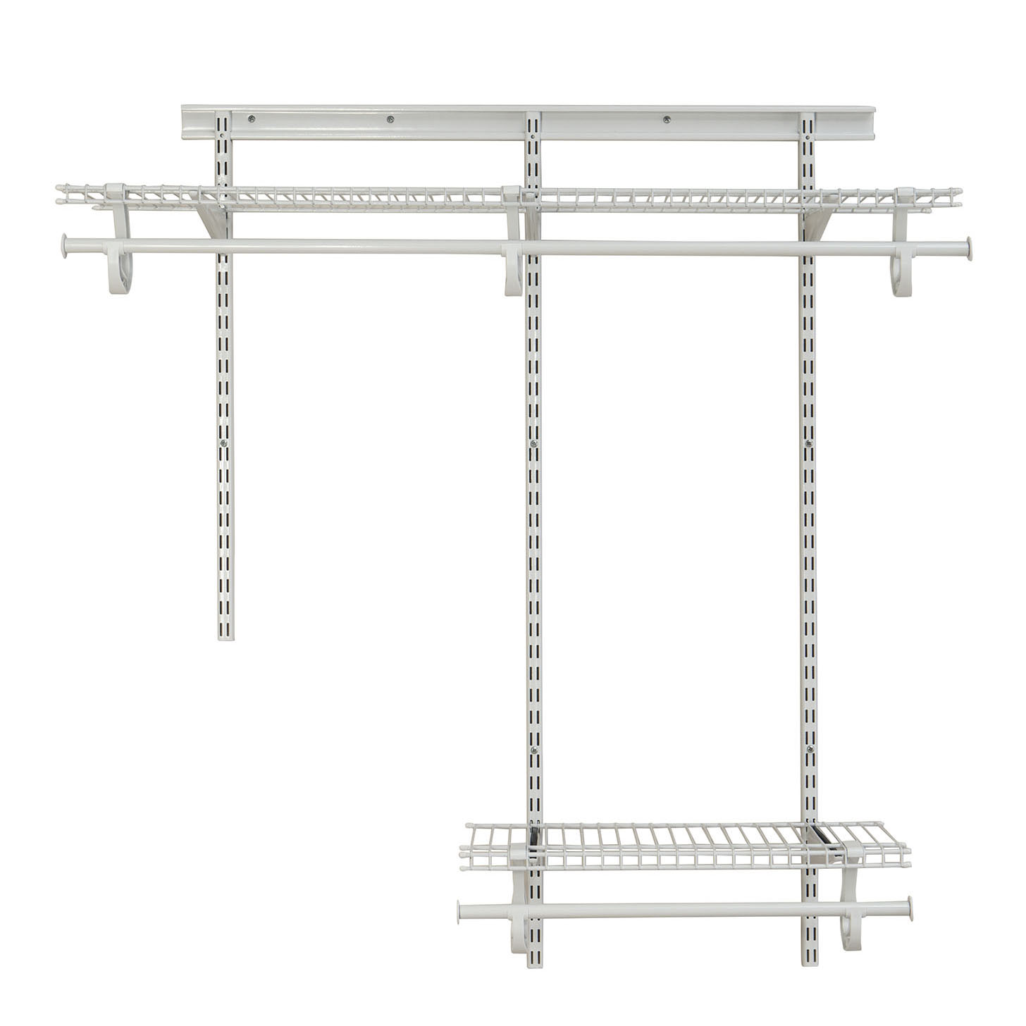 product: ClosetMaid ShelfTrack Adjustable Closet Organizer 2' - 4' W, White shown