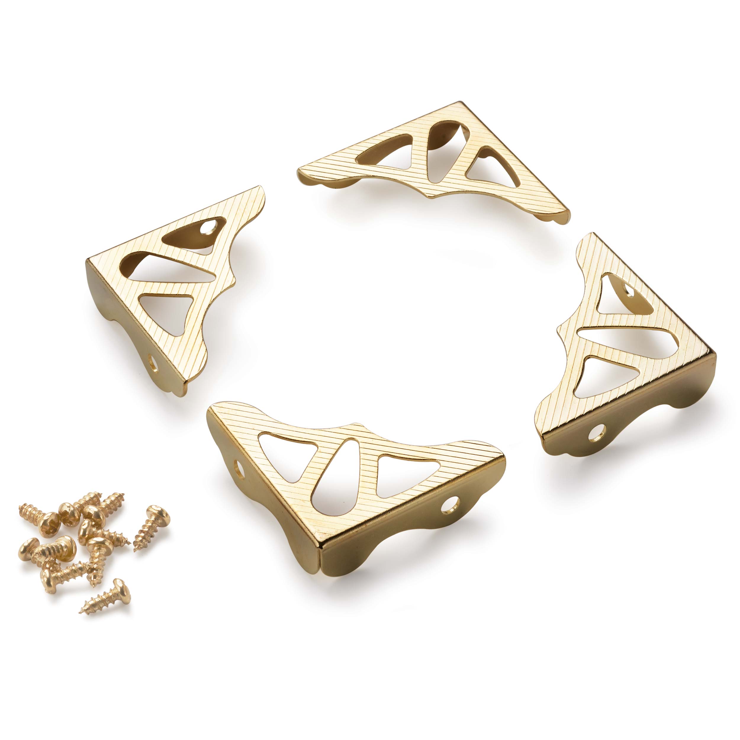 product: HIGHPOINT Decorative Box Corners - Brass Plated - 4 Piece shown