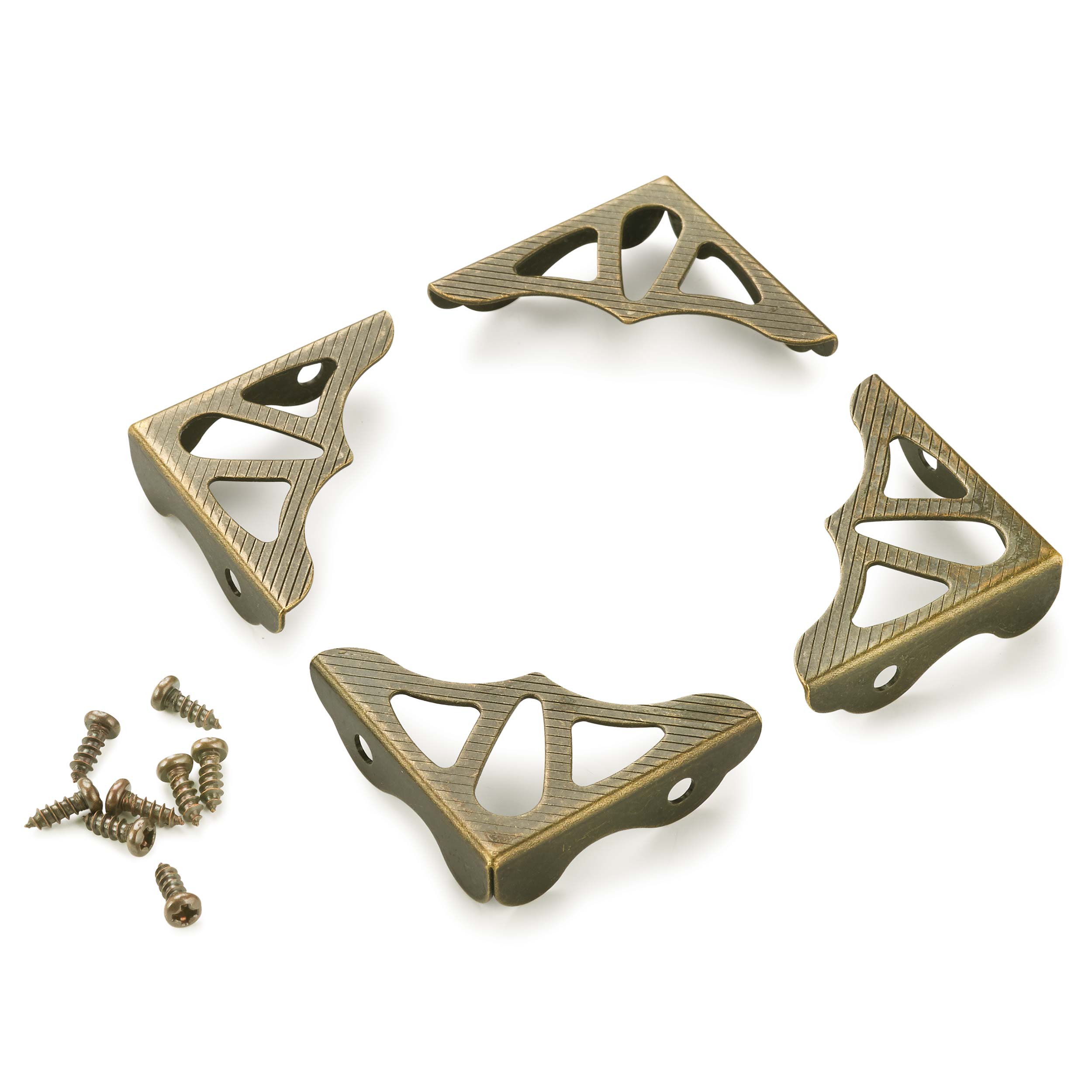 product: HIGHPOINT Decorative Box Corners - Antique Brass Plated - 4 Piece shown