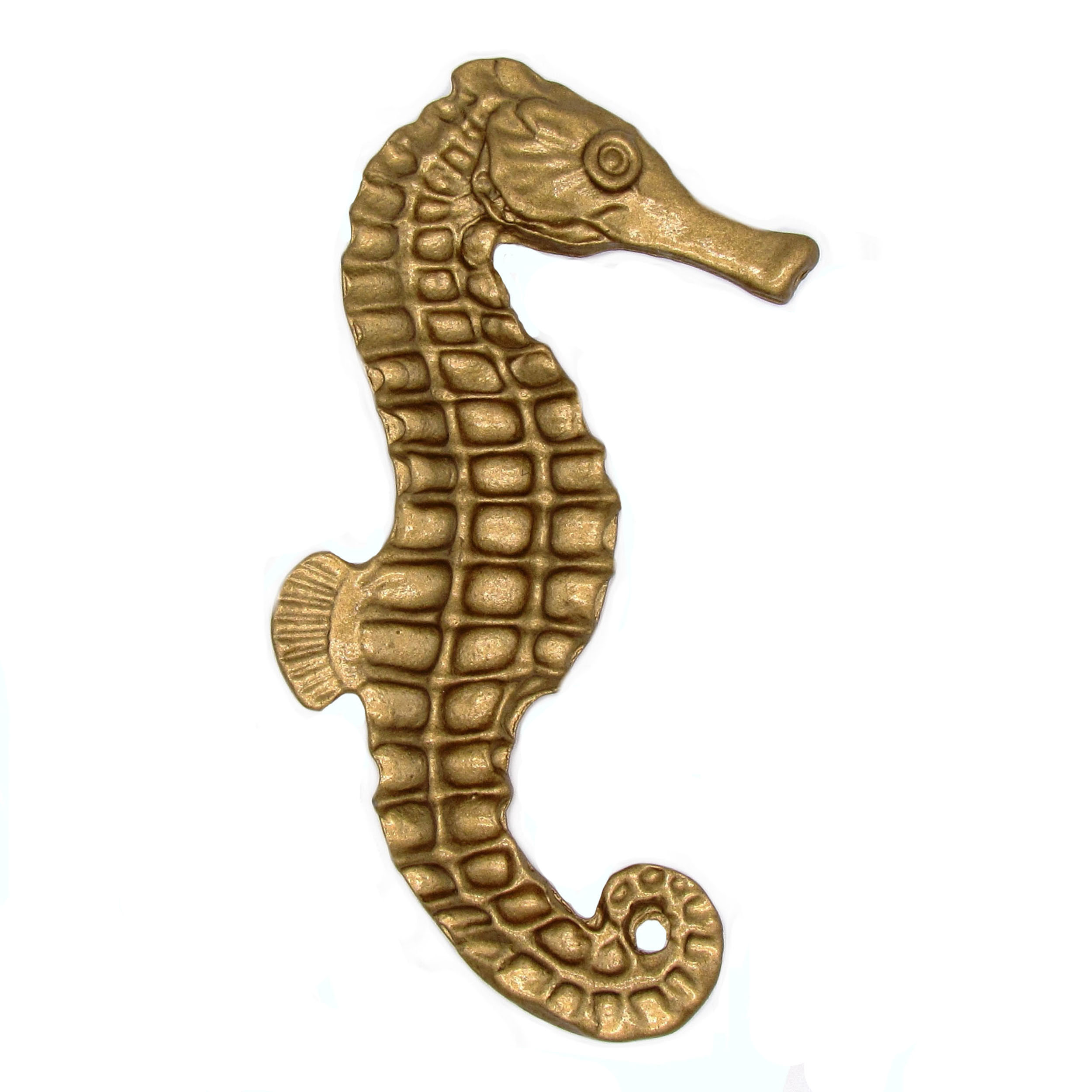 product: Buck Snort Lodge Seahorse Right Facing Knob, Lux Gold shown