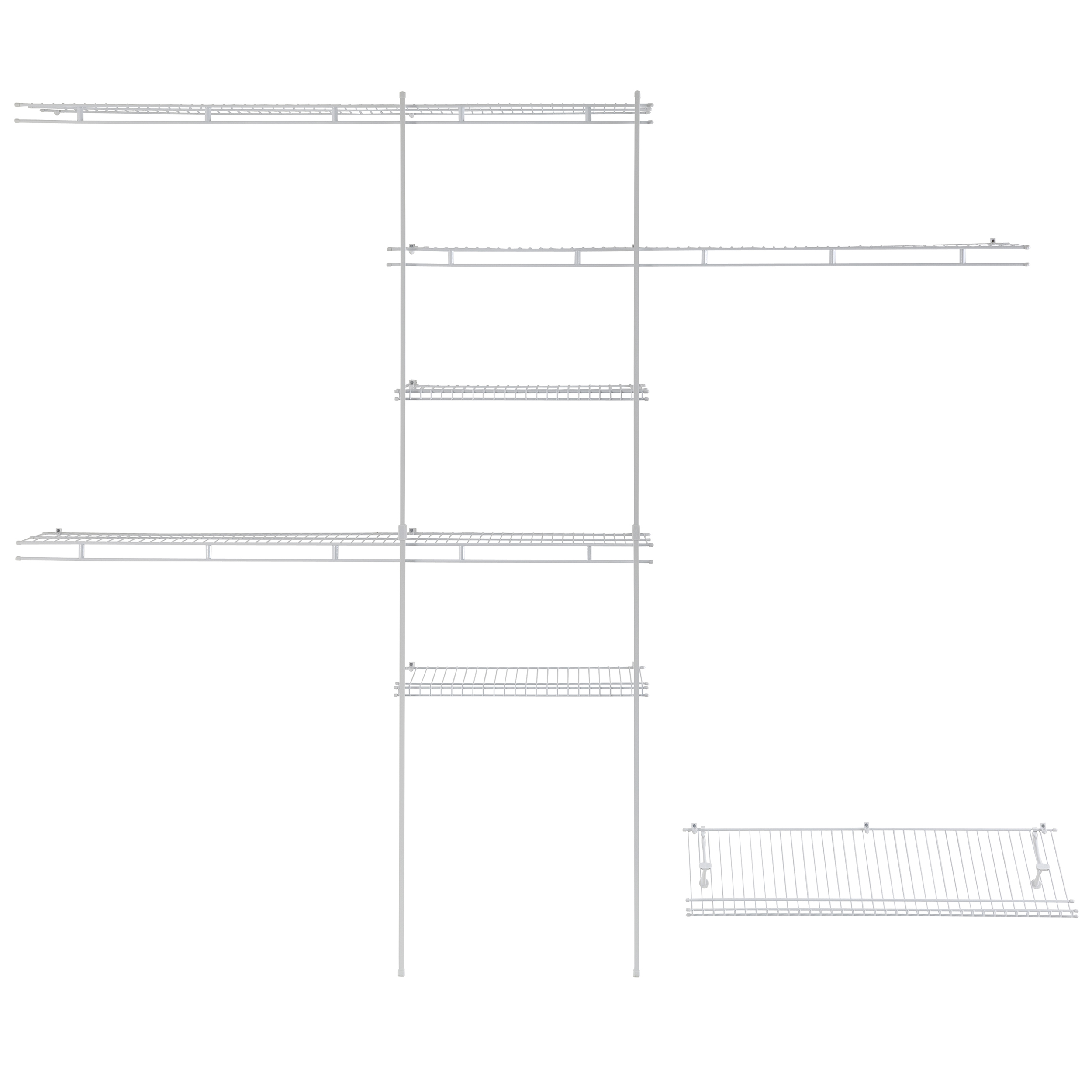 product: ClosetMaid Closet Organizer Kit with Shoe Shelf 5' - 8' W Fixed Mount, White shown
