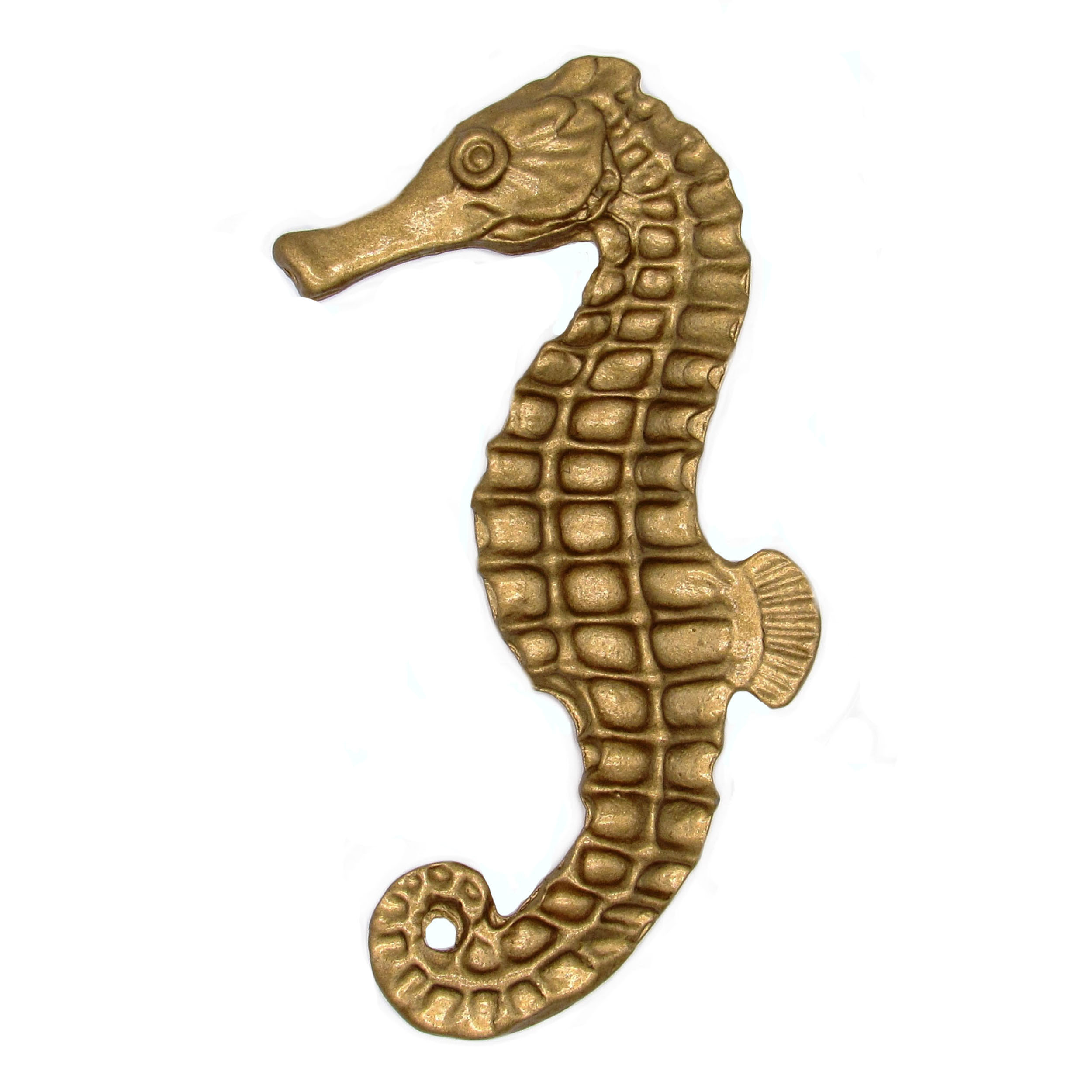 product: Buck Snort Lodge Seahorse Left Facing Knob, Lux Gold shown