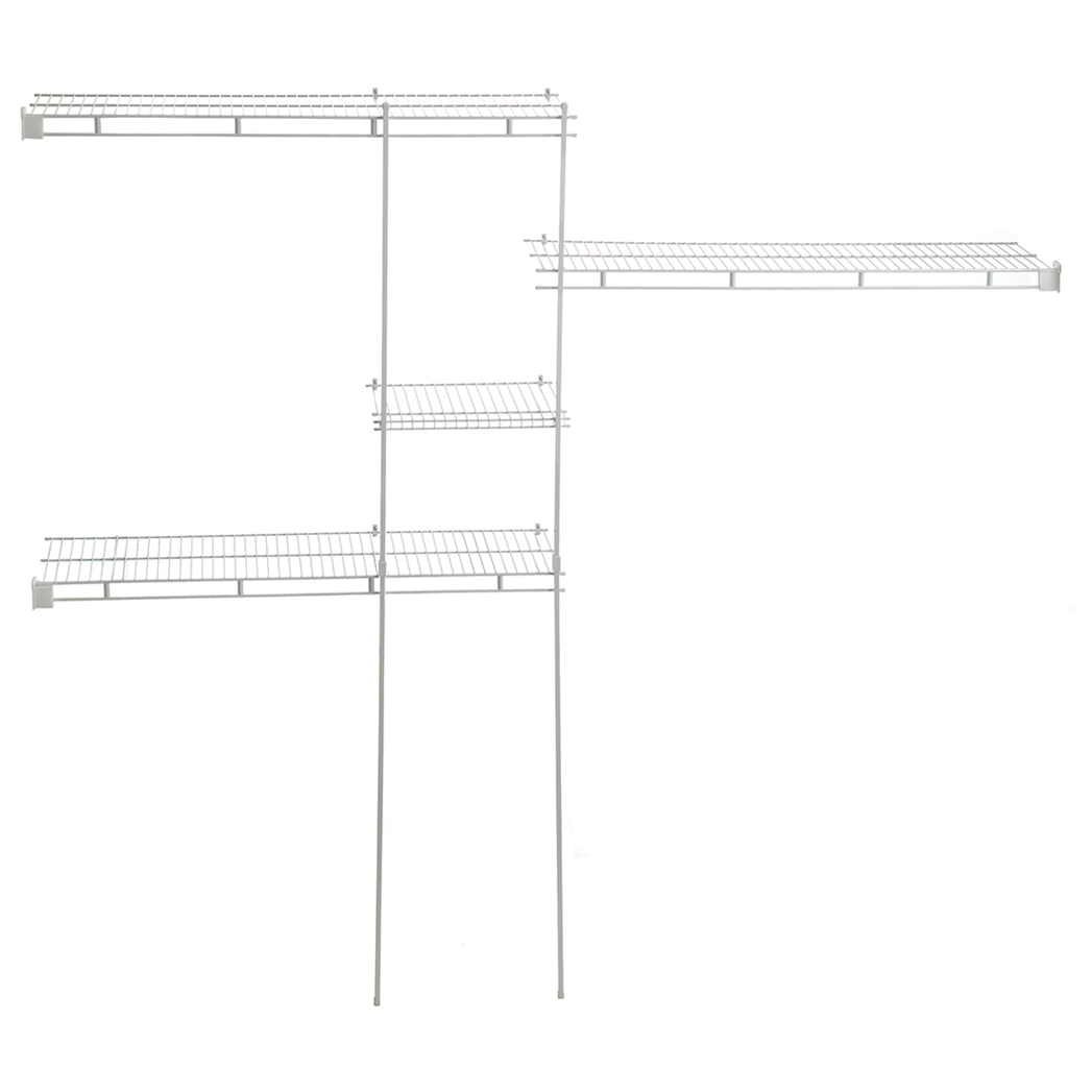 product: ClosetMaid Closet Organizer Kit 5' - 8' W Fixed Mount, White shown