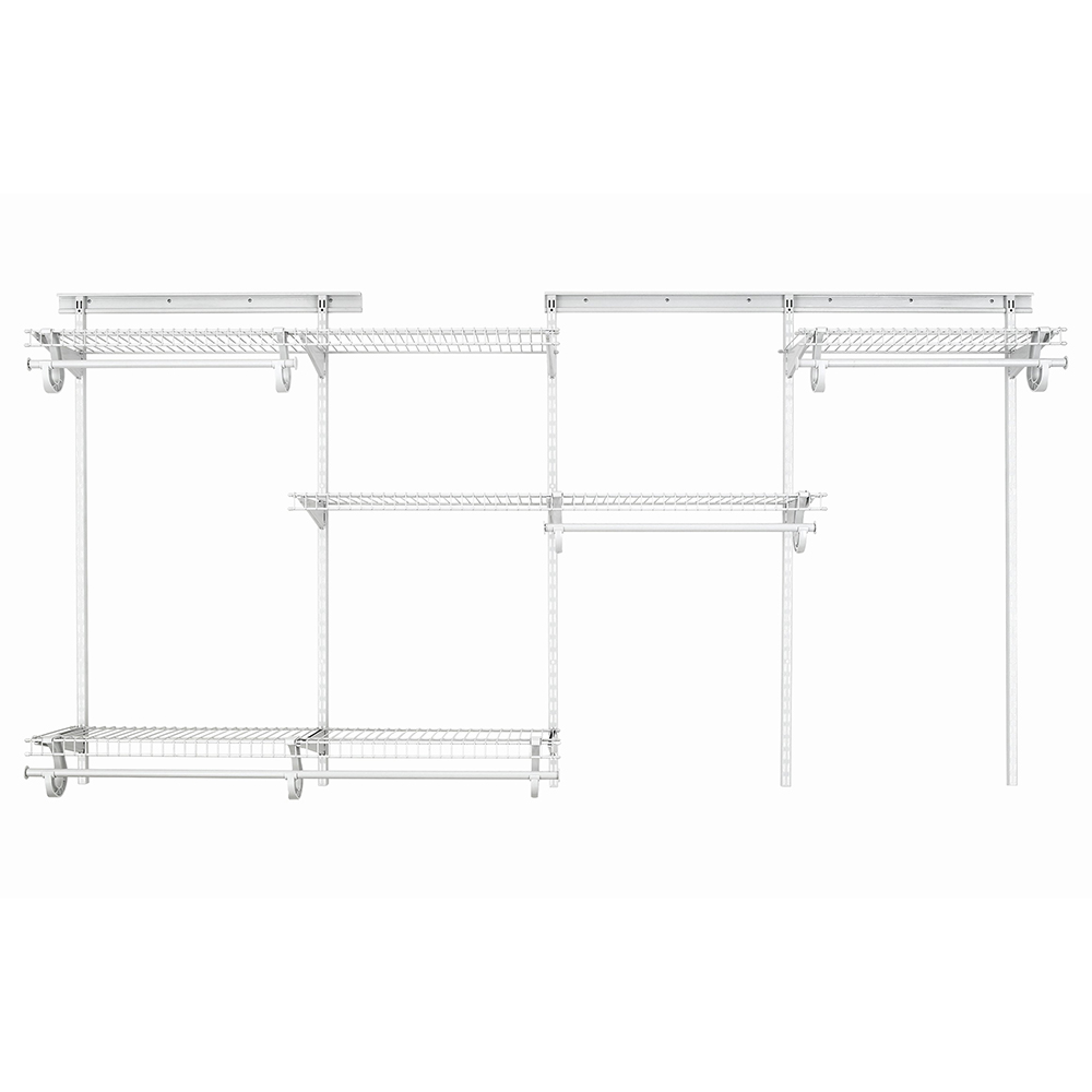 product: ClosetMaid ShelfTrack Adjustable 4-Shelf Closet Organizer 5' - 8' W, White shown