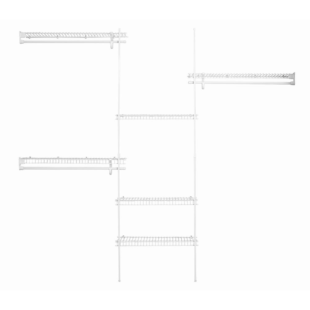 product: ClosetMaid SuperSlide Closet Organizer Kit 5'- 8' W Fixed Mount, White shown