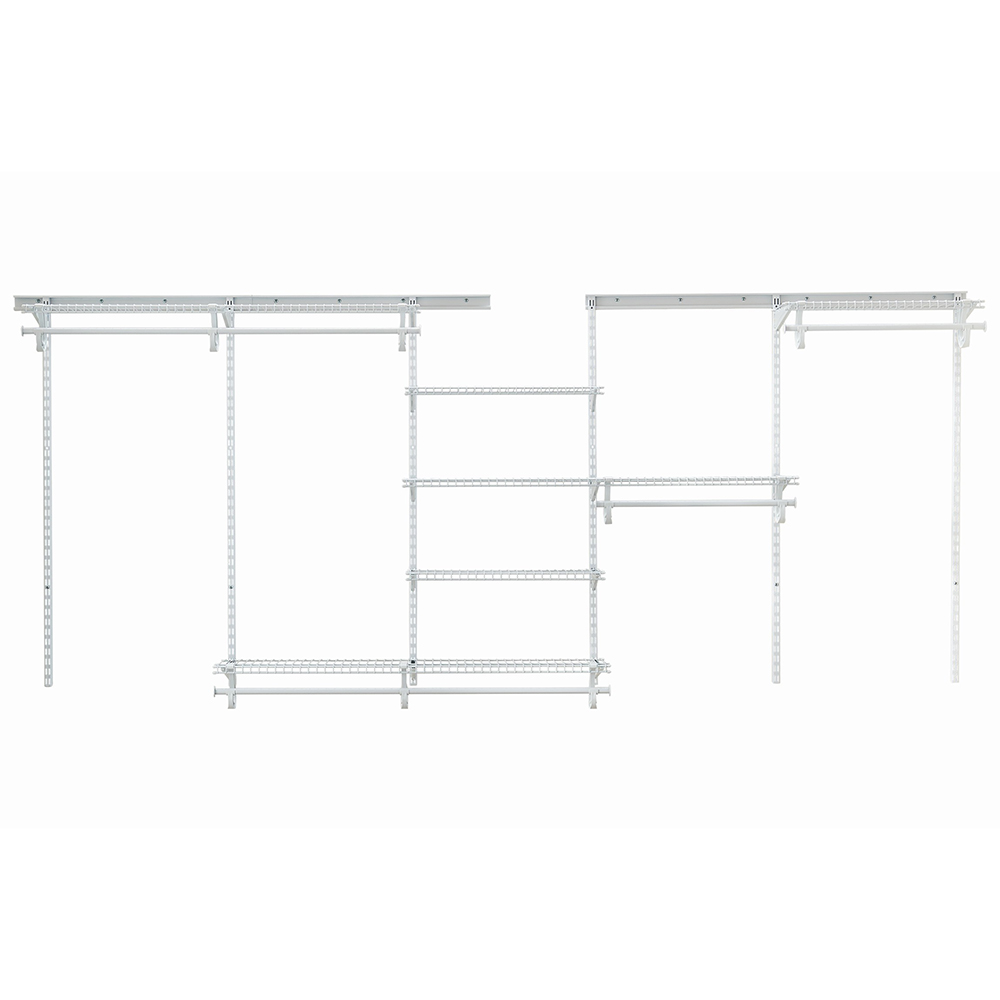 product: ClosetMaid ShelfTrack 6-Shelf Adjustable Closet Organizer 7' - 10' W, White shown