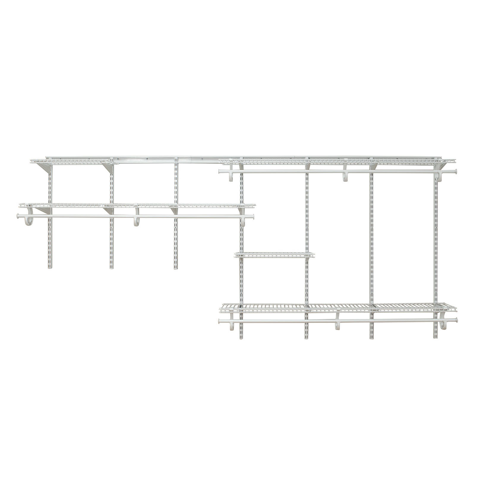product: ClosetMaid ShelfTrack Adjustable Closet Organizer 7' - 10' W, White shown