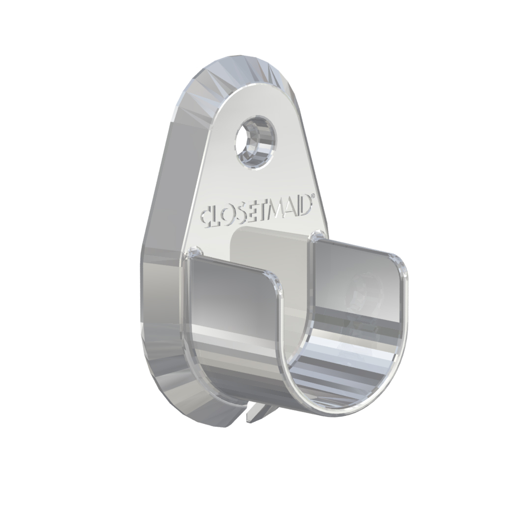 product: ClosetMaid Premium Wood Shelf Hang Rod Pole Cup, Chrome shown