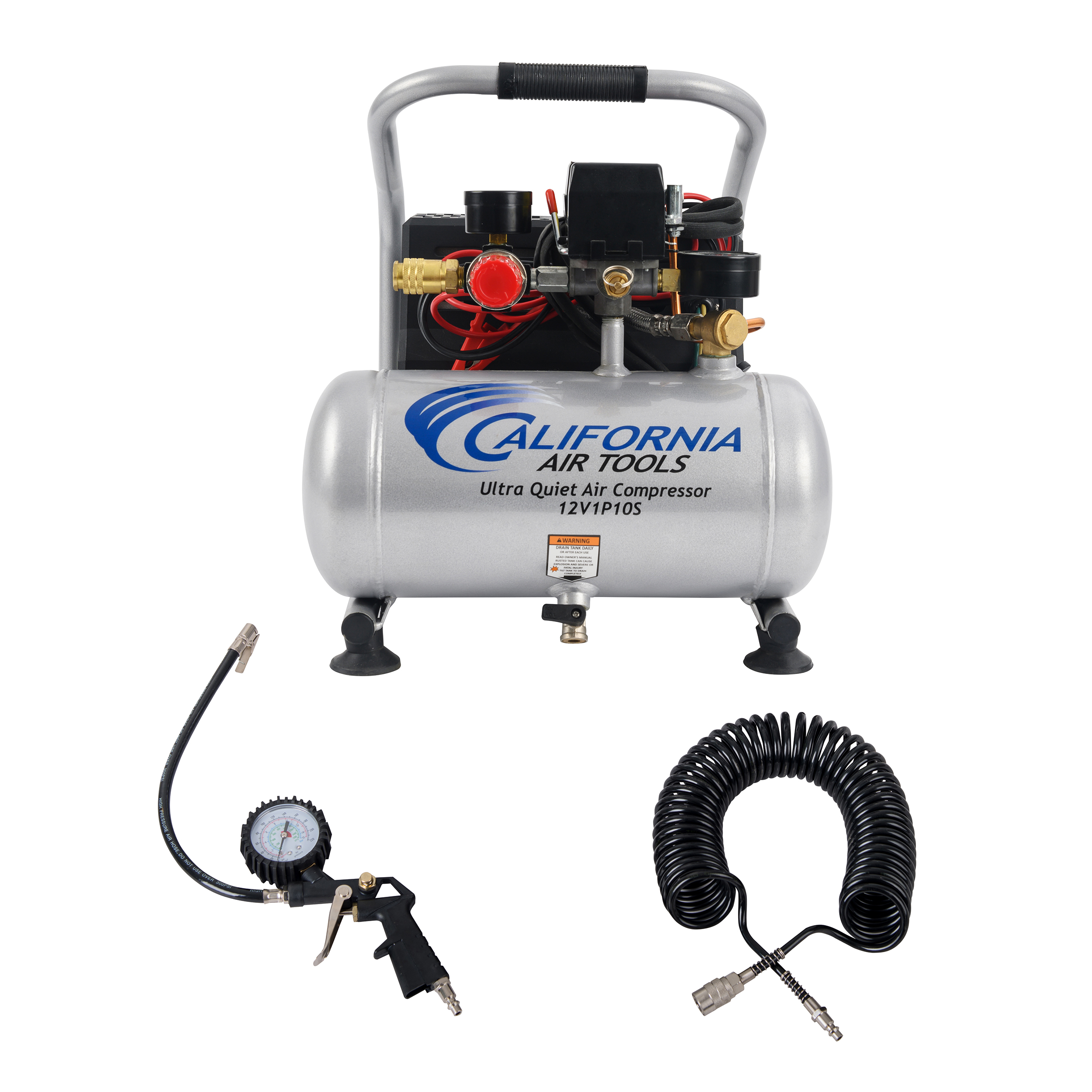 product: California Air Tools 12V 1 Gallon Steel Tank Portable Air Compressor shown