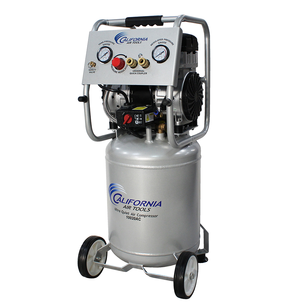product: California Air Tools 2HP 10 Gallon Oil-Free Aluminum Tank Air Compressor with Auto Drain Valve shown