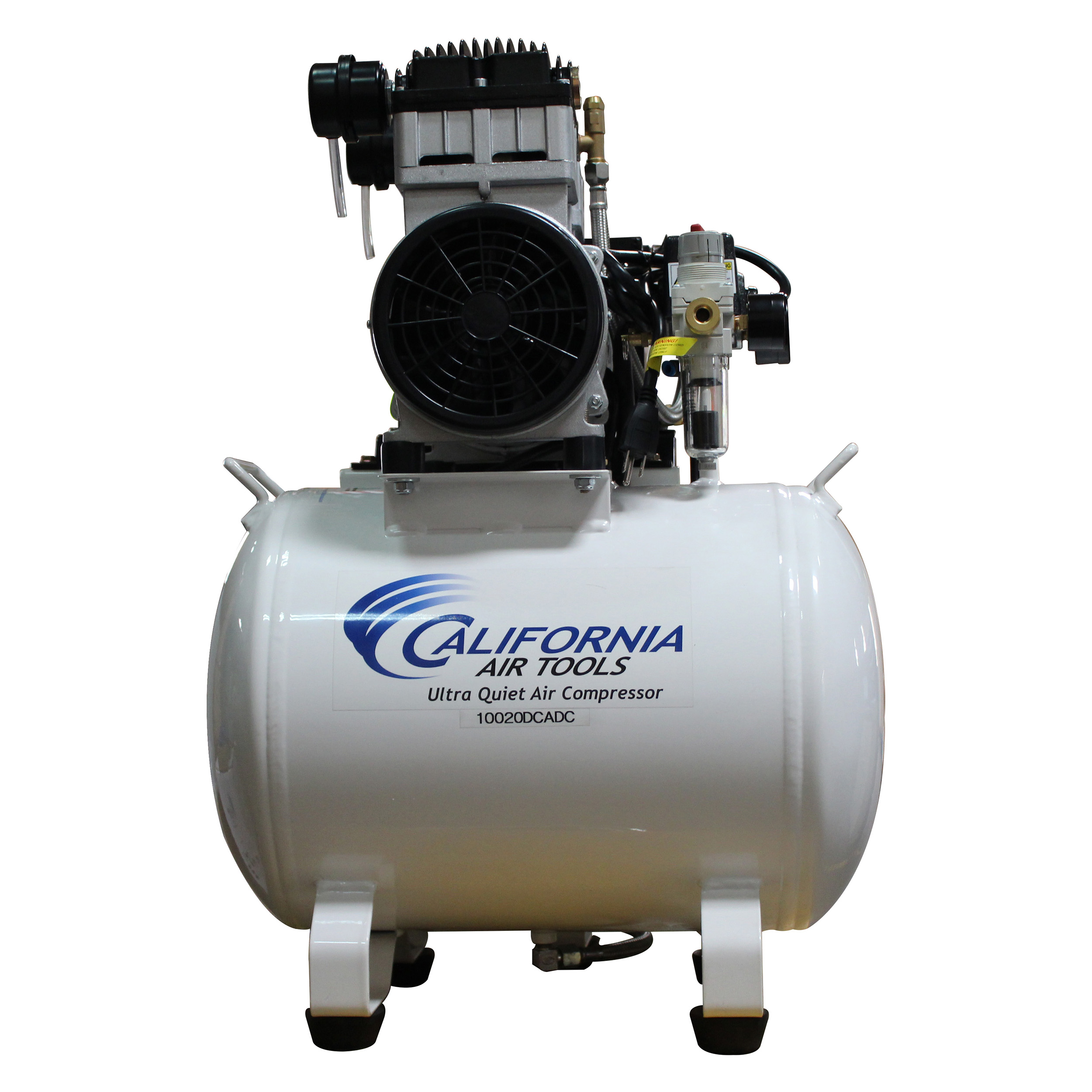 product: California Air Tools 2HP 220V 10 Gallon Oil-Free Steel Tank Air Compressor with Air Drying System shown