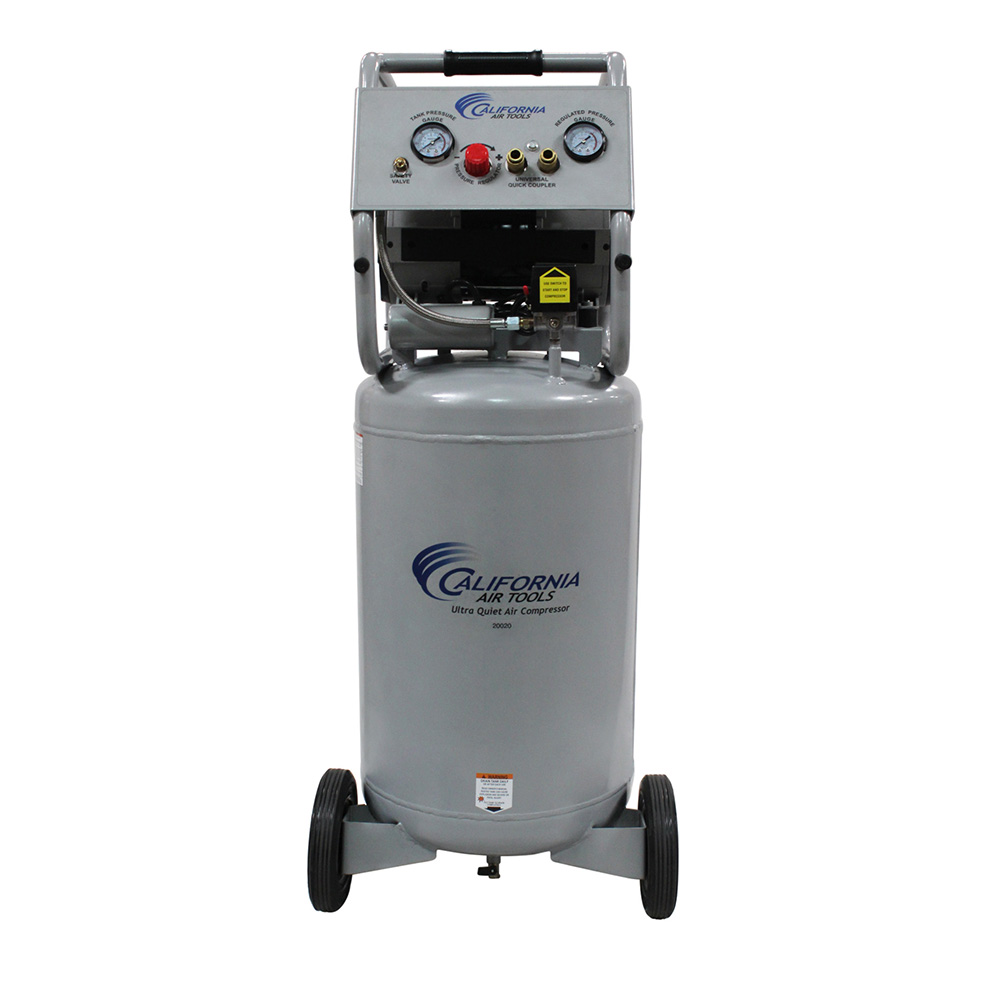product: California Air Tools 2HP 20 Gallon Oil-Free Steel Tank Air Compressor shown