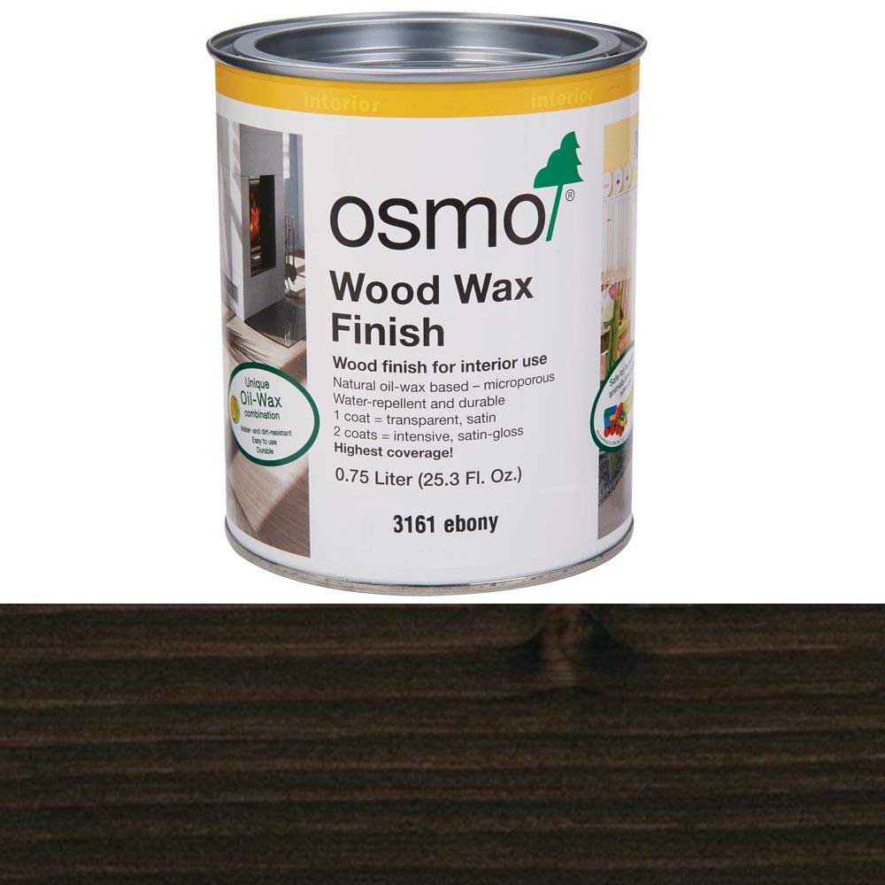product: osmo Wood Wax Finish - 3161 Ebony - Solvent Based - .75 L shown