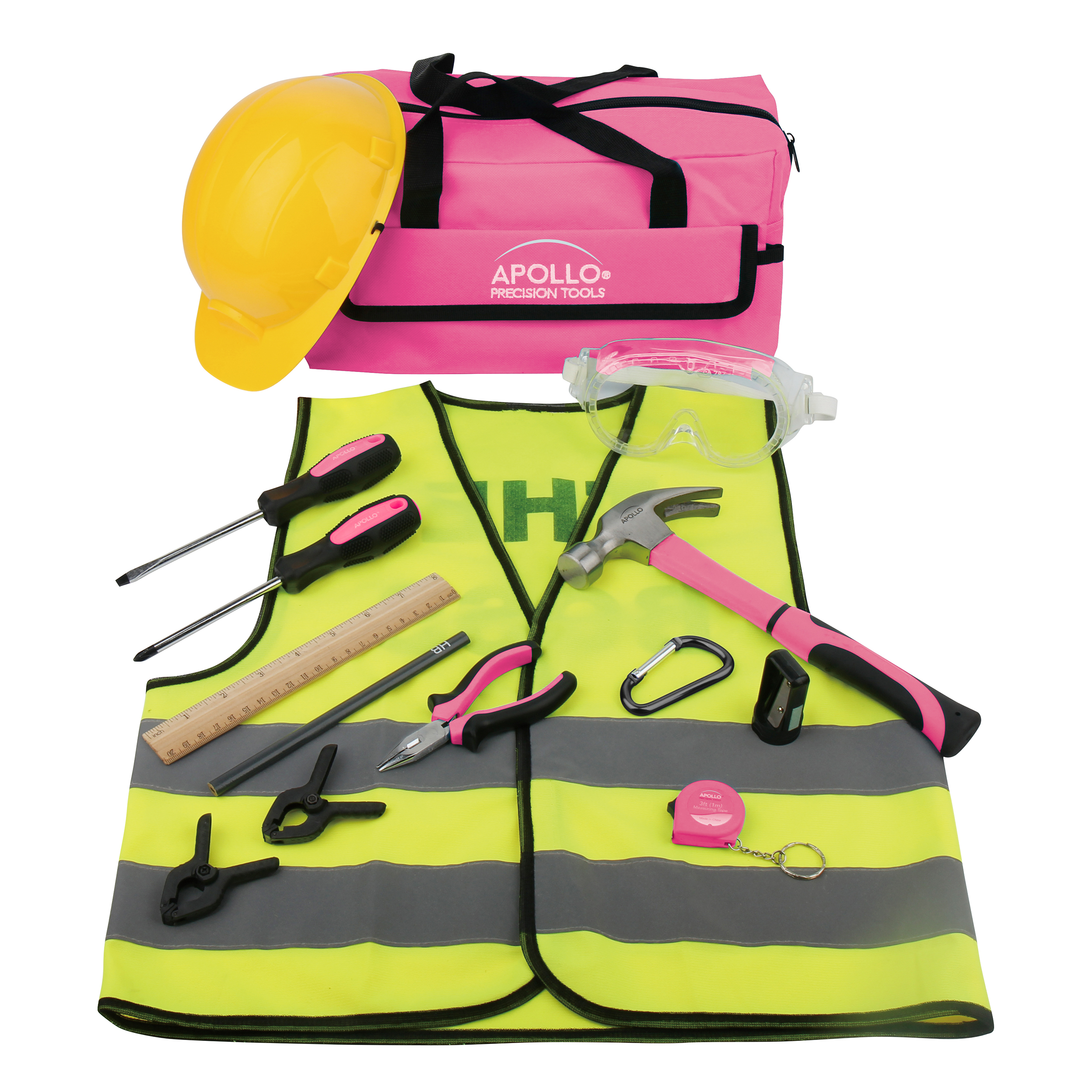 product: Apollo Tools My First Tool Kit, 14 Piece - Pink shown
