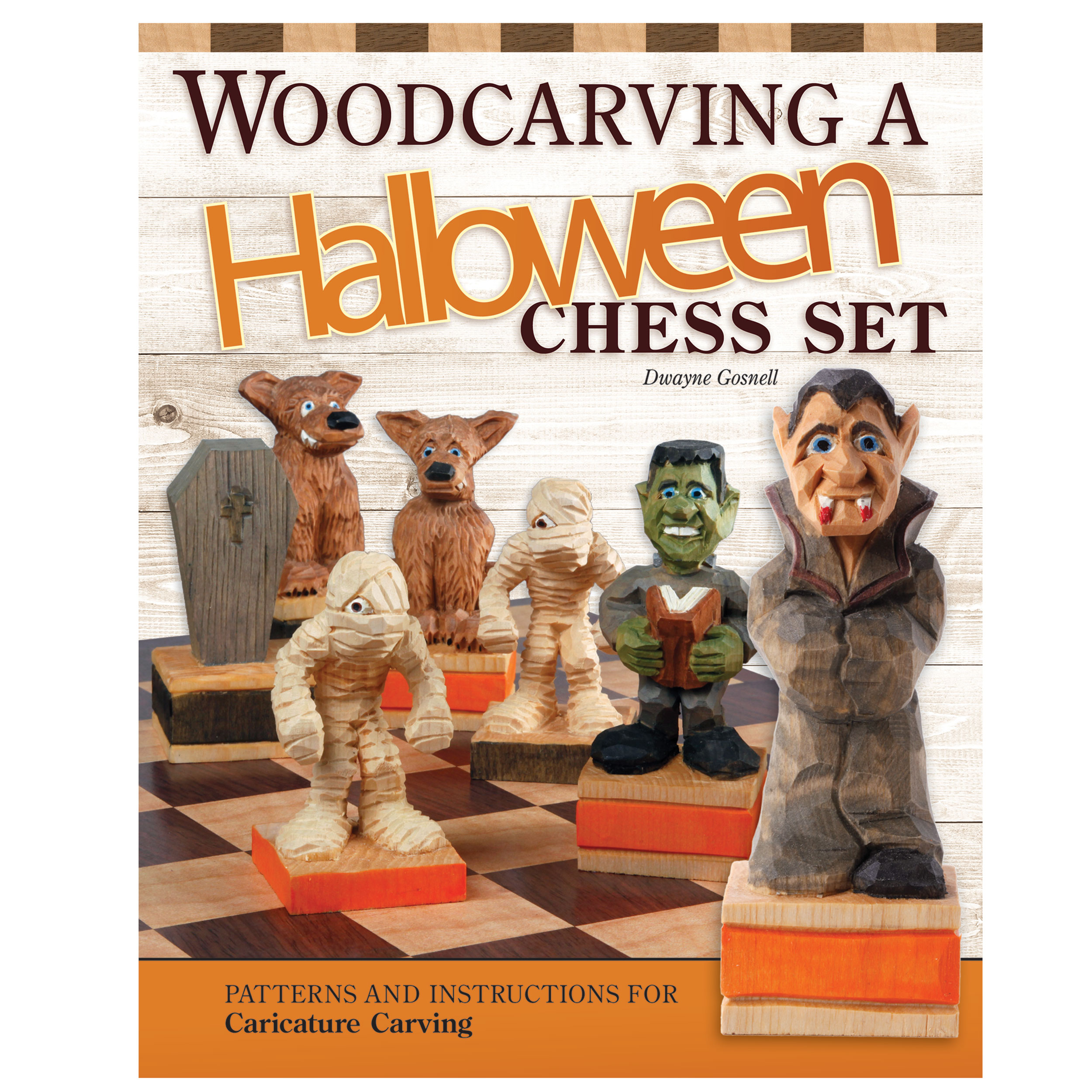 product: Fox Chapel Woodcarving a Halloween Chess Set shown
