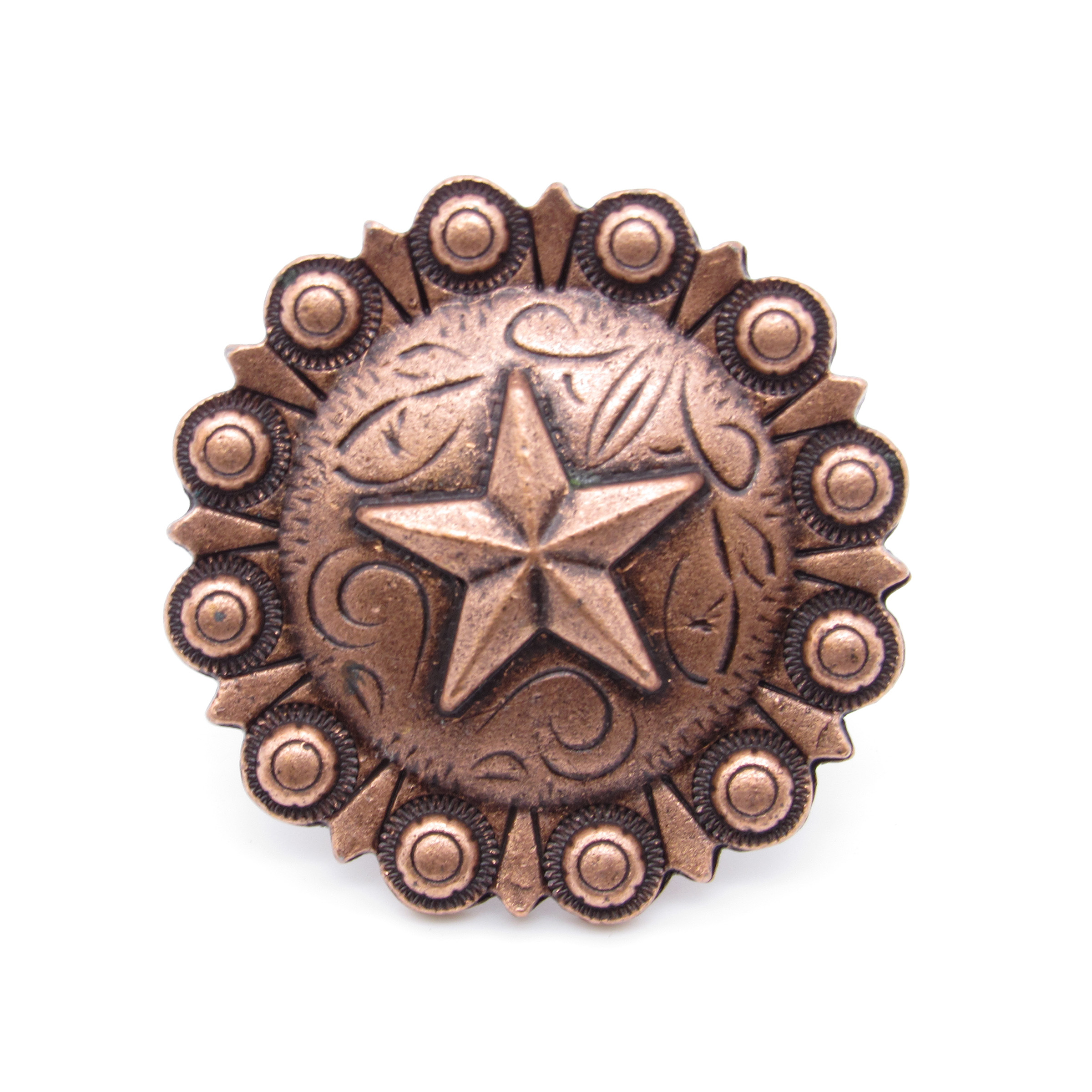 product: Buck Snort Lodge Star Clavo Decorative Nail, 4-Pack, Copper Oxide shown
