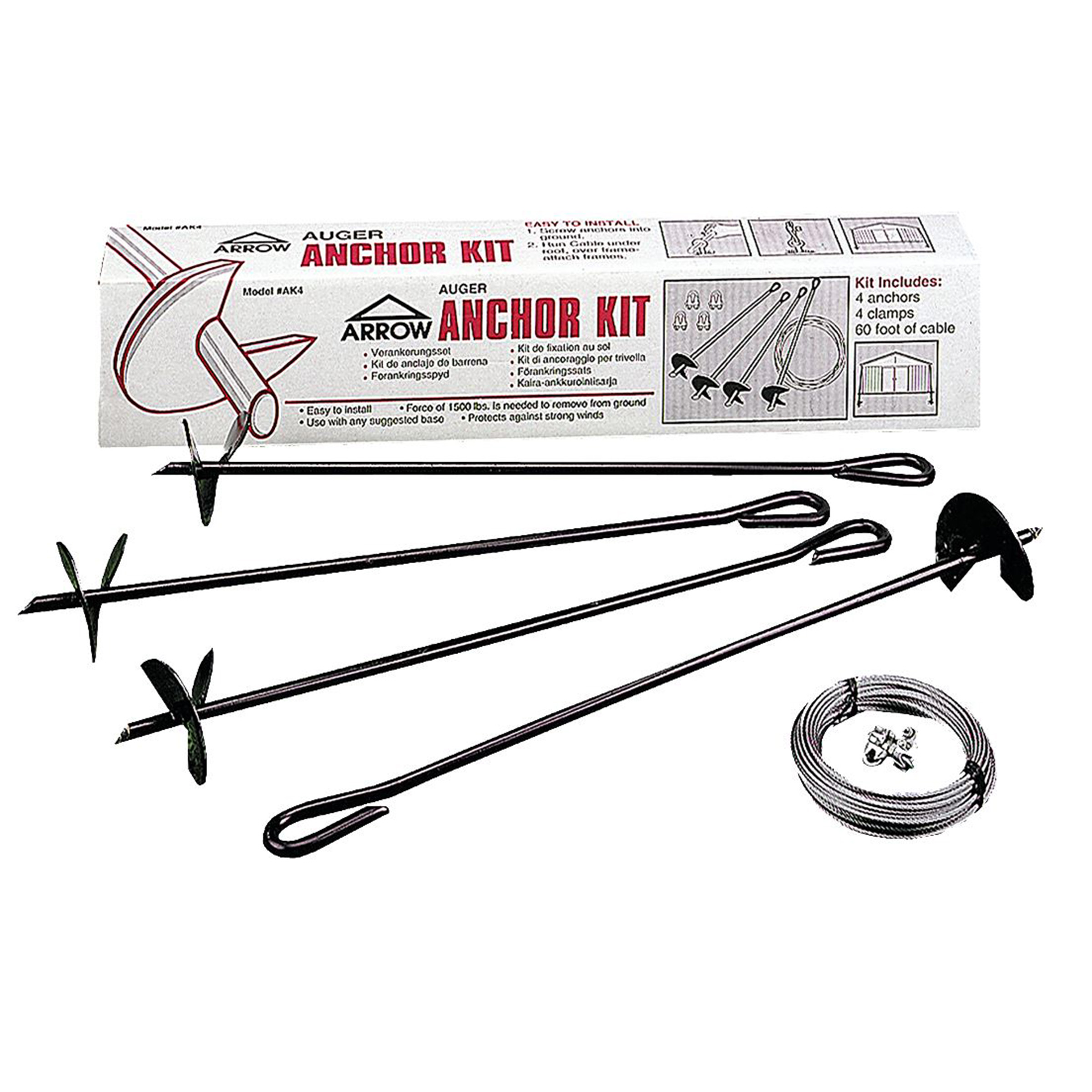 product: Arrow Storage Products Auger Anchor Kit shown