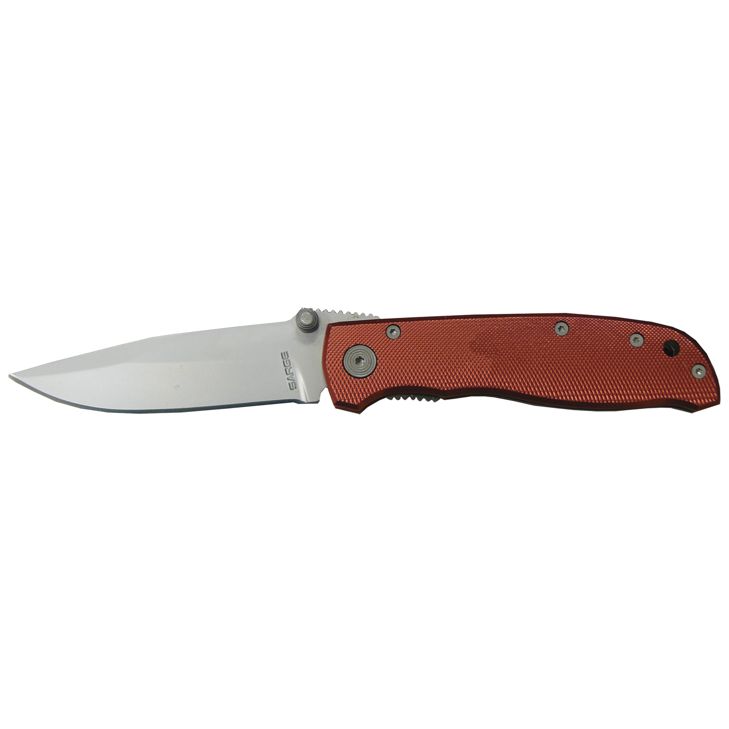 product: Sarge Red Diamond - Anodized Aluminum Folder Knife, Stainless Steel 3-1/4
