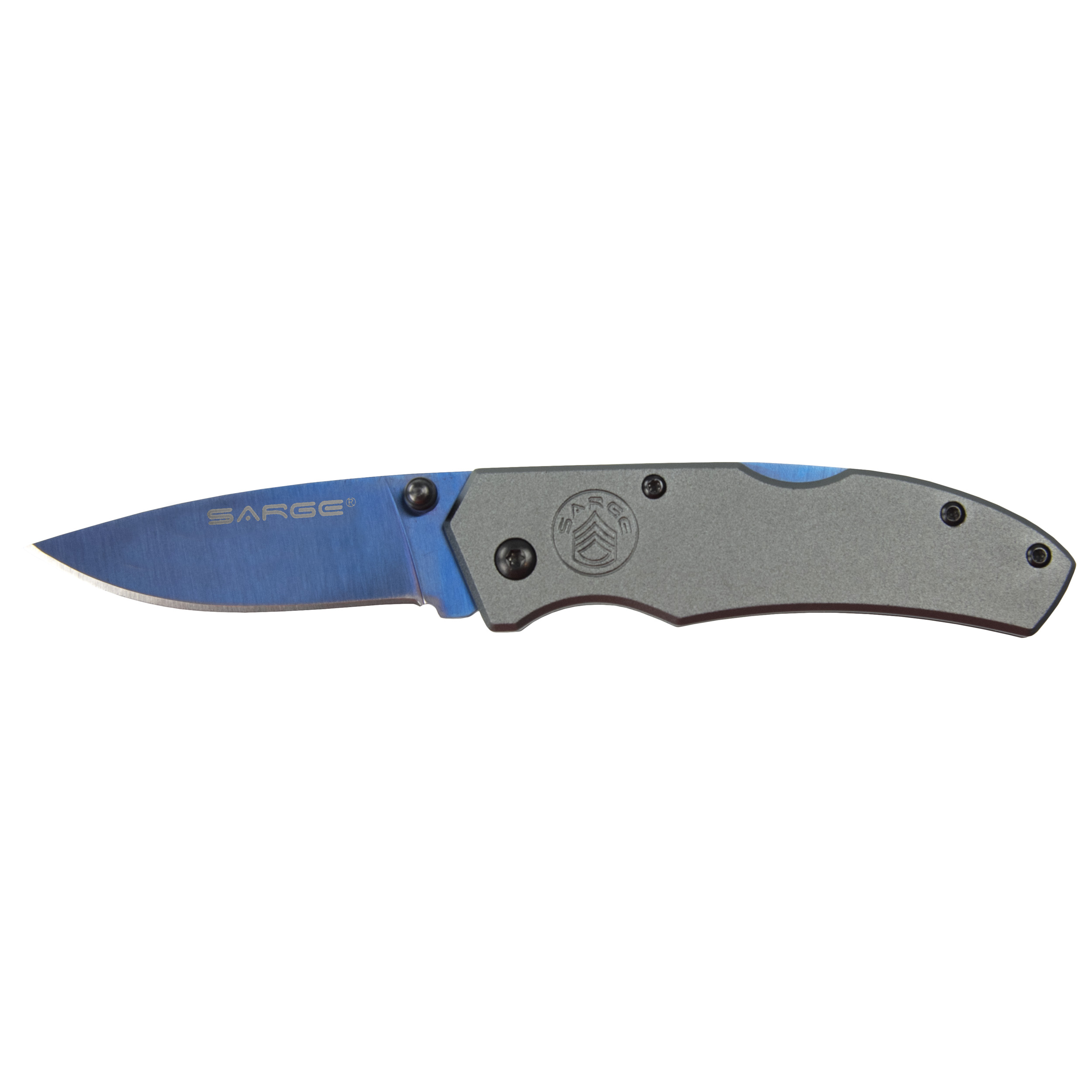 product: Sarge Blue Electro - Lock Back Folder Knife, Stainless Steel 2-3/8