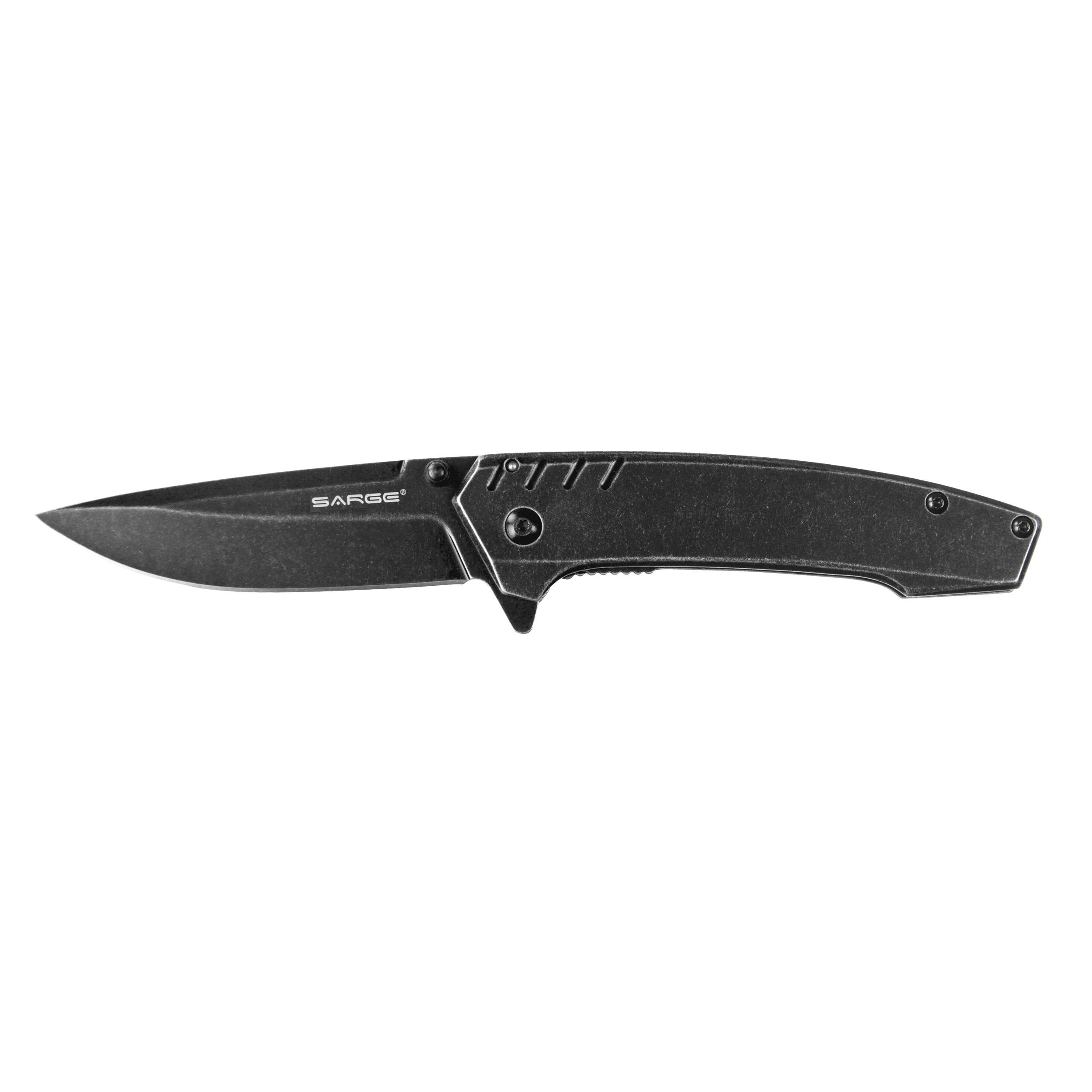 product: Sarge Stone - Stonewash Frame Lock Folder Knife, Stainless Steel 3-1/4