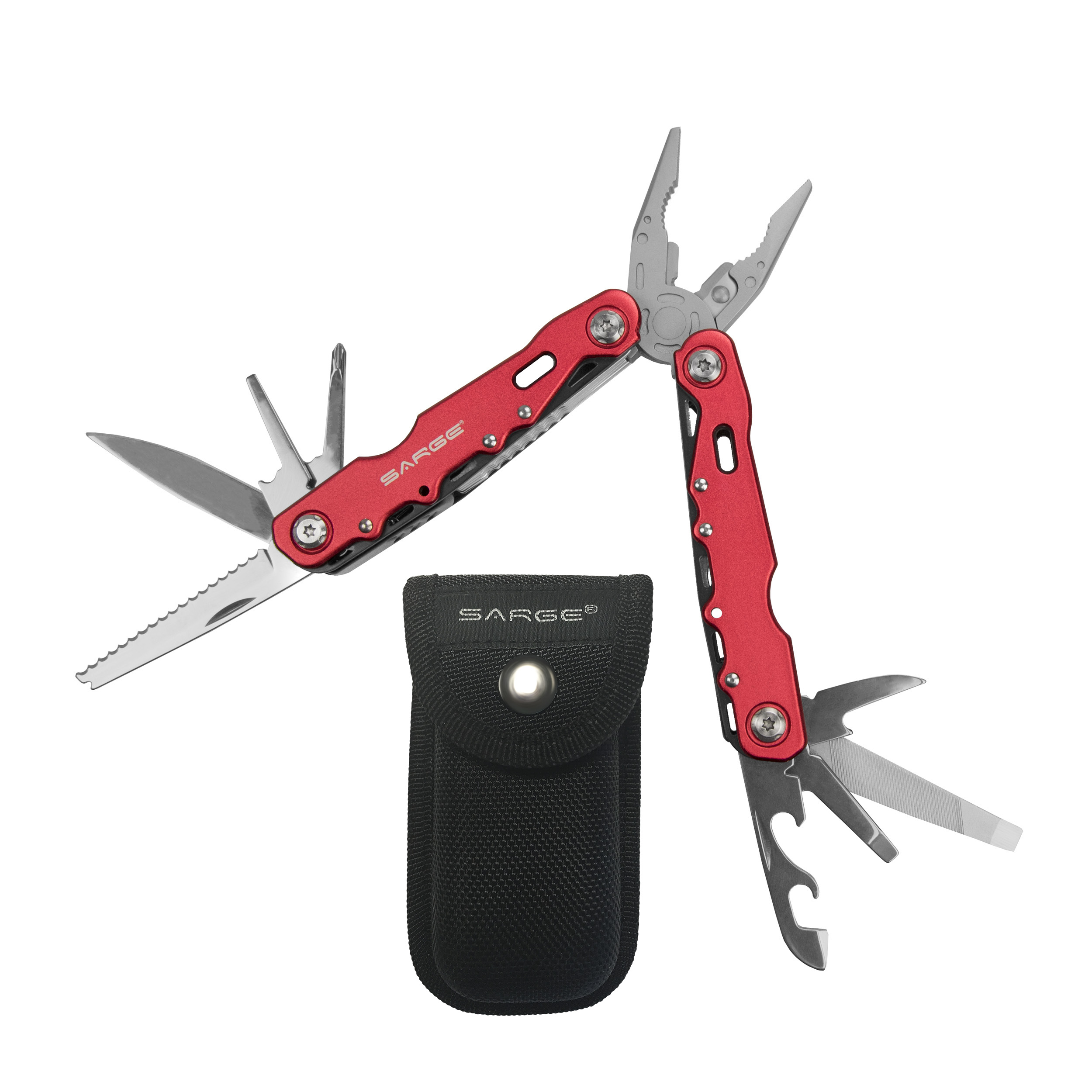 product: Sarge Force - Multi-Tool, Red shown